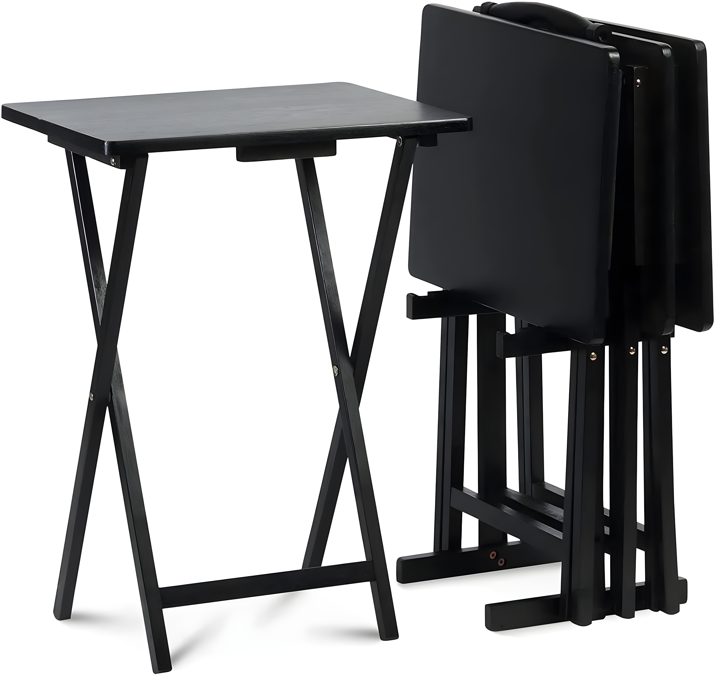 PJ Wood Folding TV Tray Tables with Compact Storage Rack, 5 Piece Set & Reviews | Wayfair