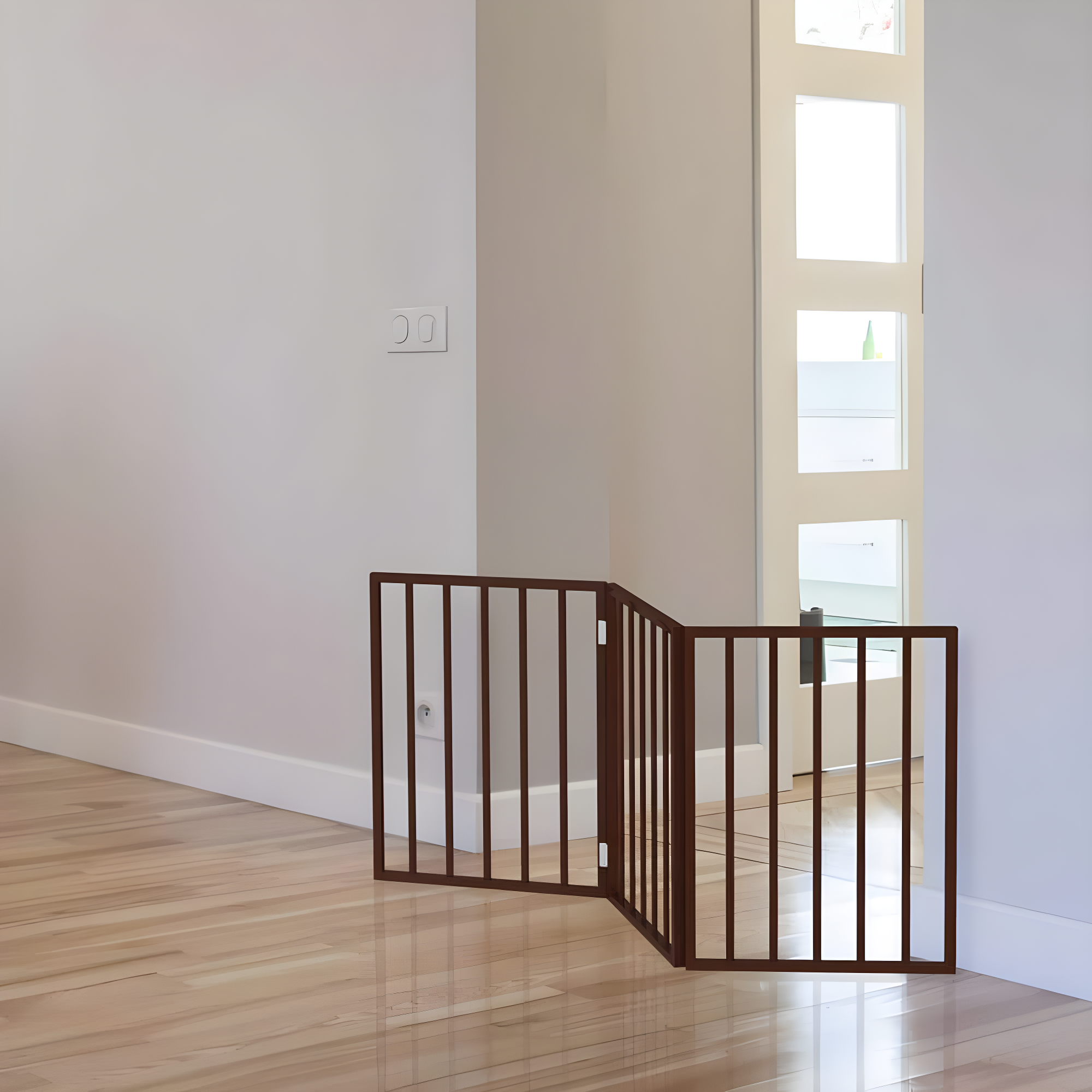 Pet Adobe Foldable Wooden Pet Gate – Dark Brown