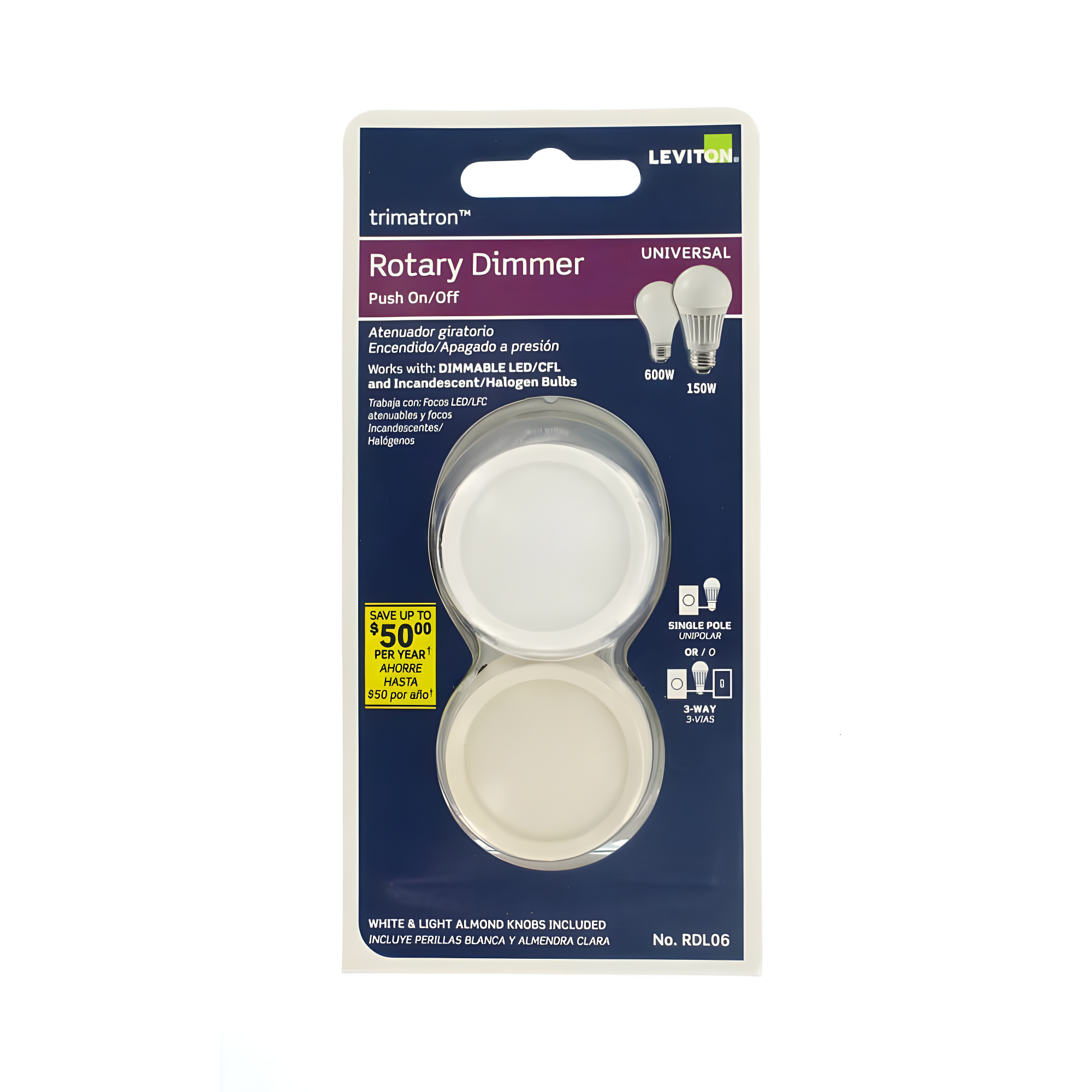 Tamper Resistant Rotary Single Pole Dimmer