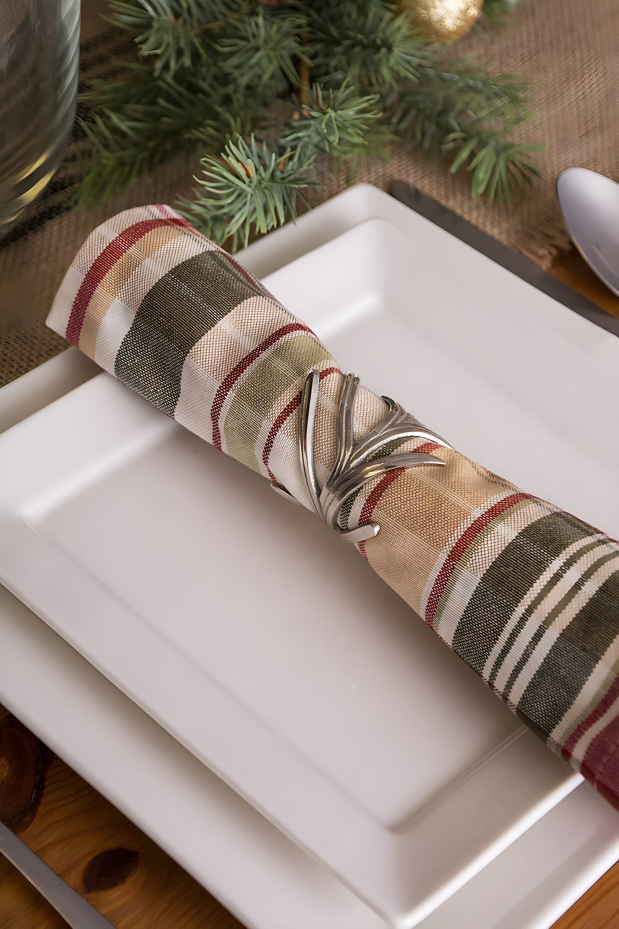 Antique Silver Branch Napkin Ring (Set of 6)