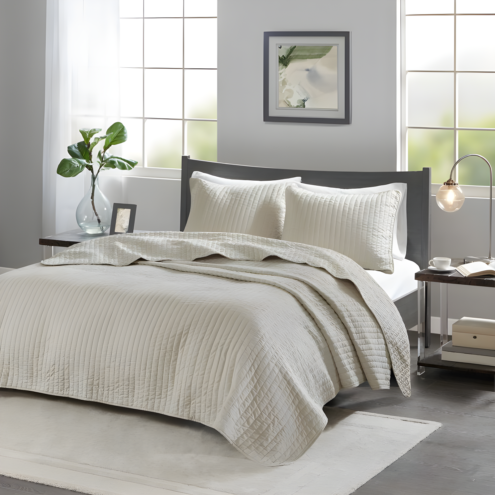 Madison Park Barwick Reversible Solid 3 Piece Quilt Set
