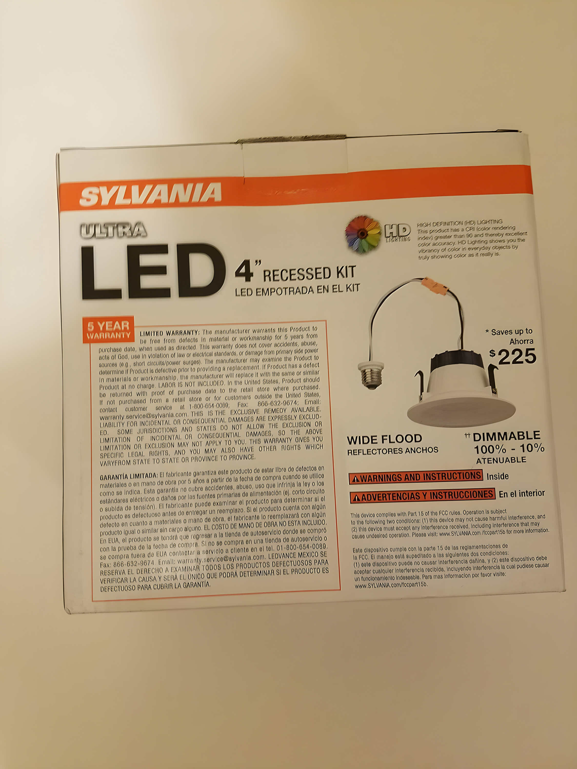 Sylvania LED/RT4/600/930/FL80 4"  LED Recessed Downlight Kit, 4", Medium Base, 3000K, 600 Lumens, Replaces R30.