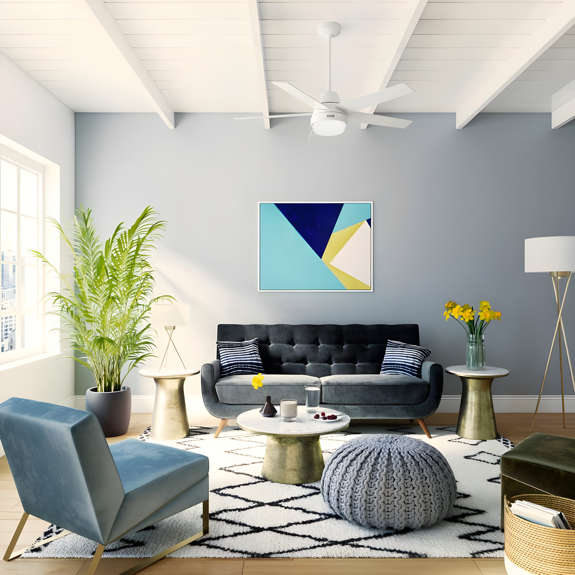 52" Aerodyne 5 - Blade Smart Standard Ceiling Fan with Lights and Remote