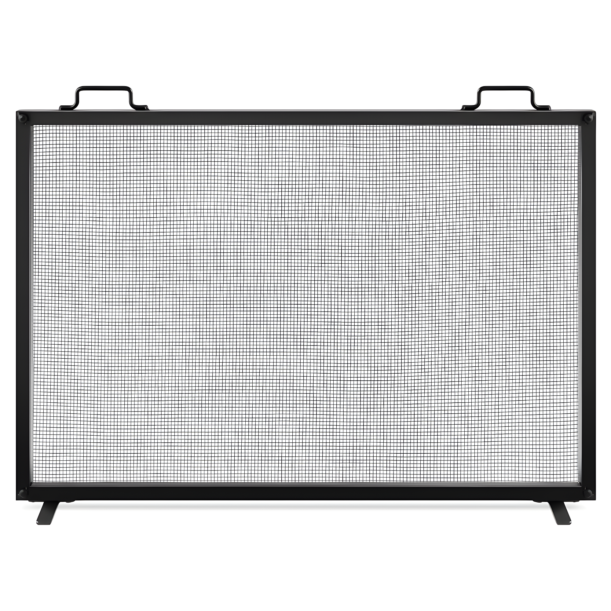 Cassiano 38x27in Single Panel Fireplace Screen Handcrafted Steel Mesh Spark Guard w/ Handles