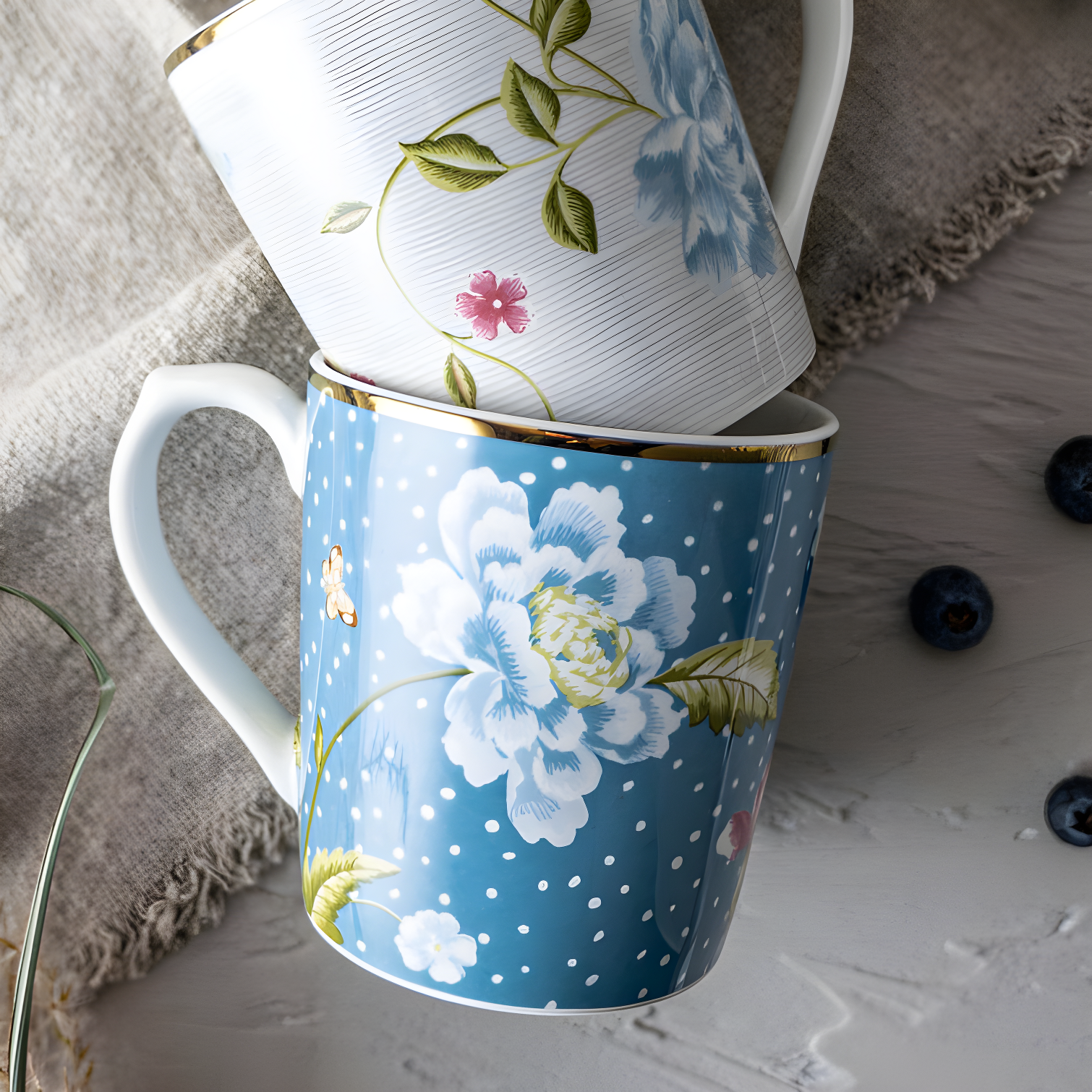 Laura Ashley Heritage Collectables Set/4 Mugs 10.82 Oz Seaspray Uni In Giftbox (Set of 4)