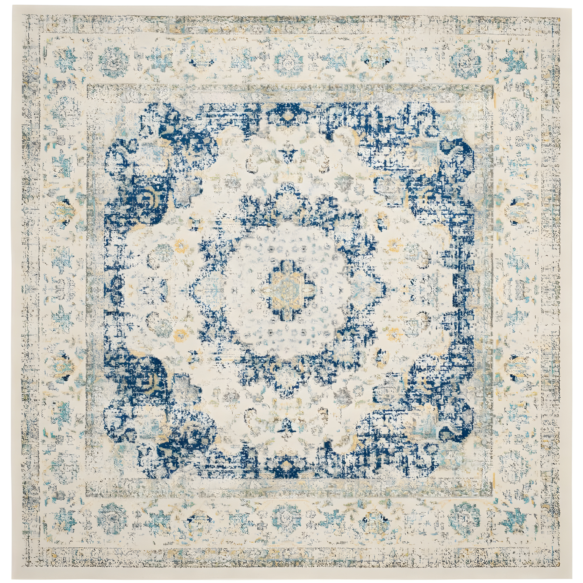 Evoke EVK220 Power Loomed Area Rug - Ivory/Blue - 5'3"x5'3" - Safavieh.