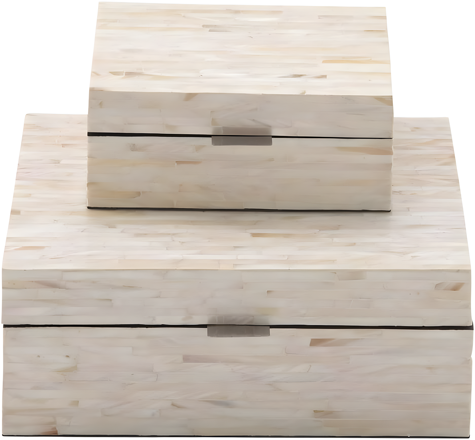 Set of 2 Mother of Pearl Wooden Boxes Light Cream - Olivia & May