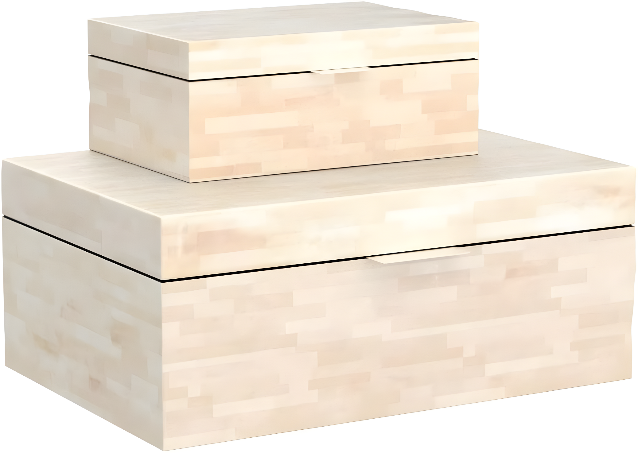 Set of 2 Mother of Pearl Wooden Boxes Light Cream - Olivia & May