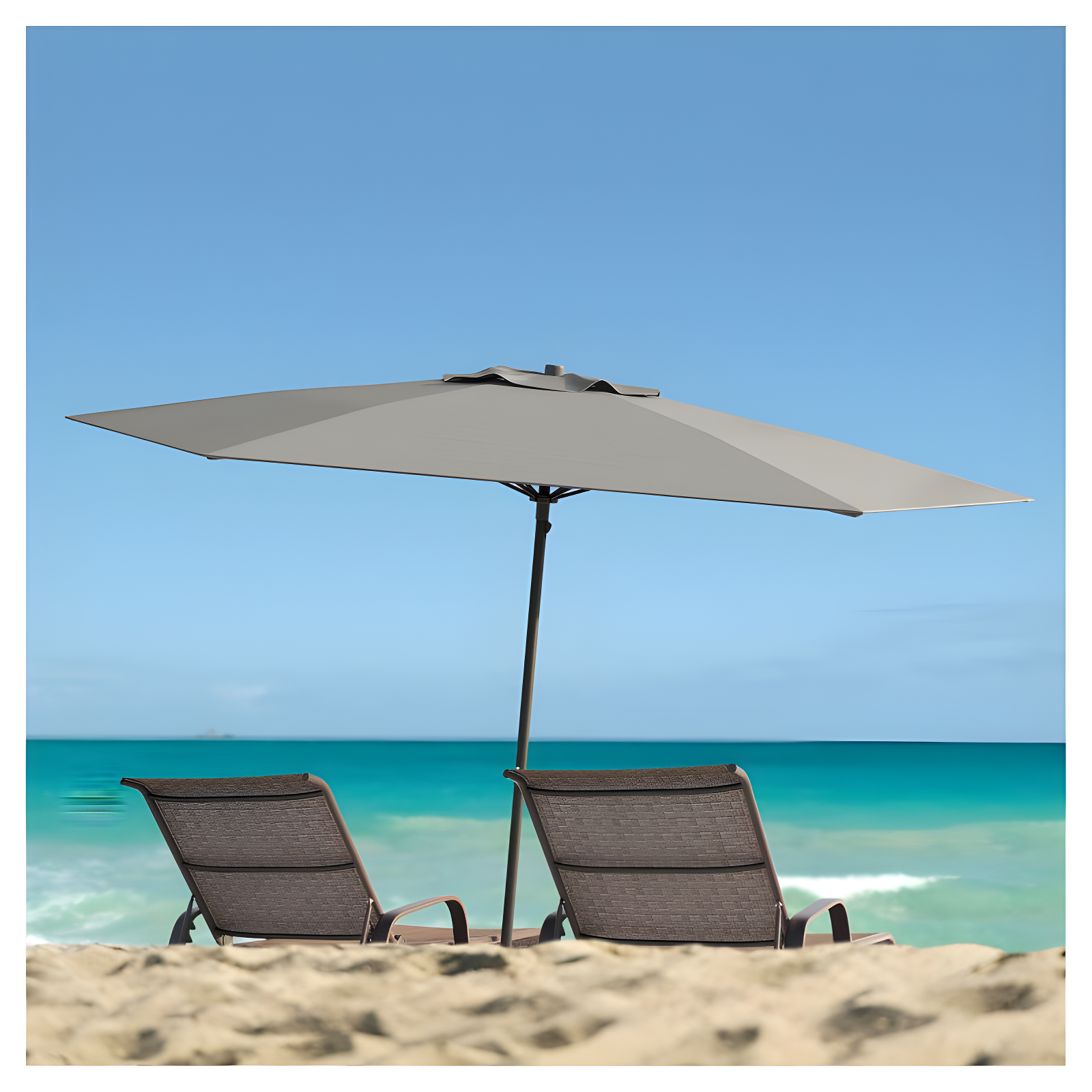 7.5' x 7.5' UV and Wind Resistant Beach/Patio Umbrella Gray - CorLiving