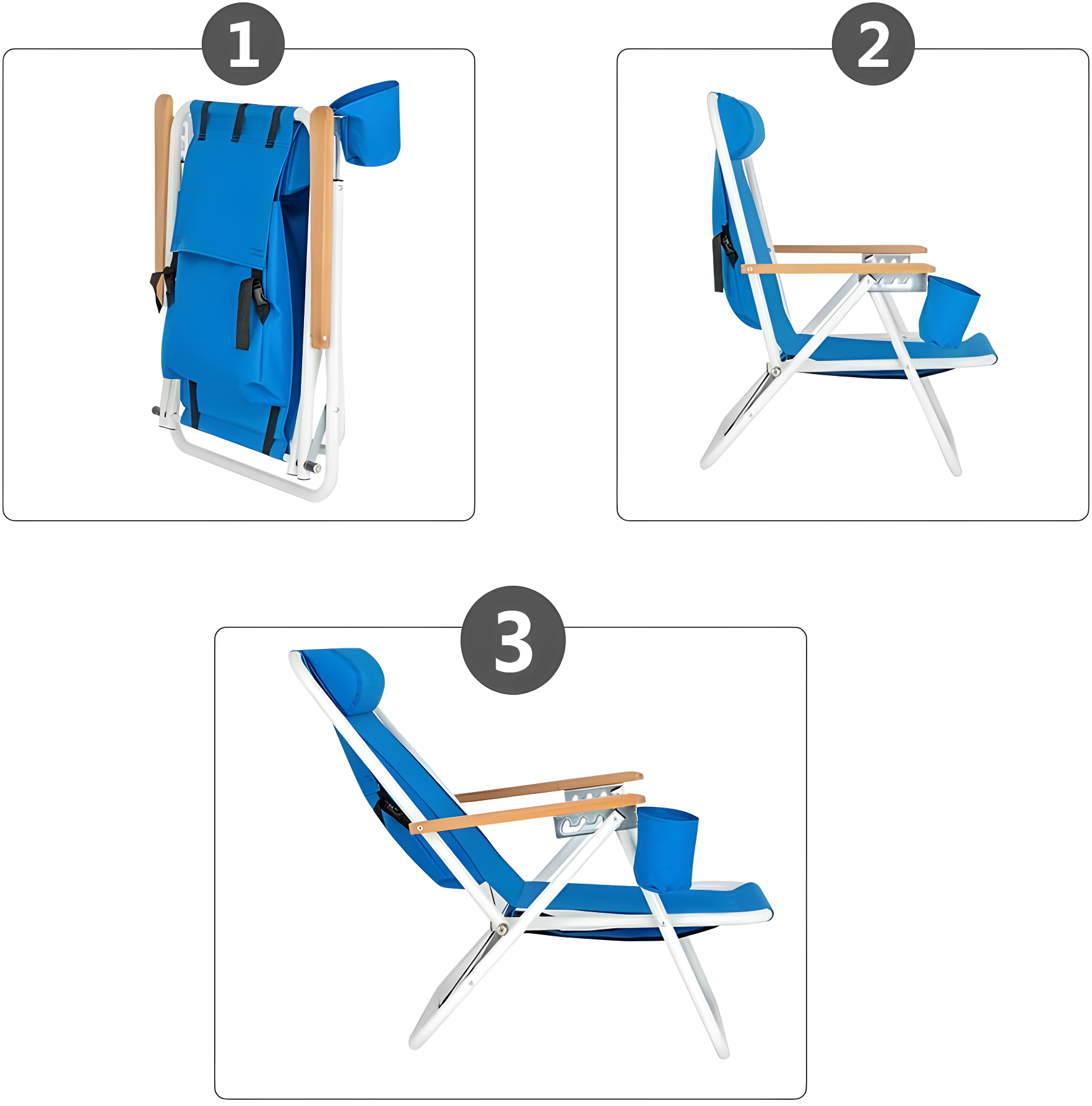 Canddidliike Portable Folding Lightweight Backpack Beach Chair, Compact Backpacking Hiking Chair, Blue
