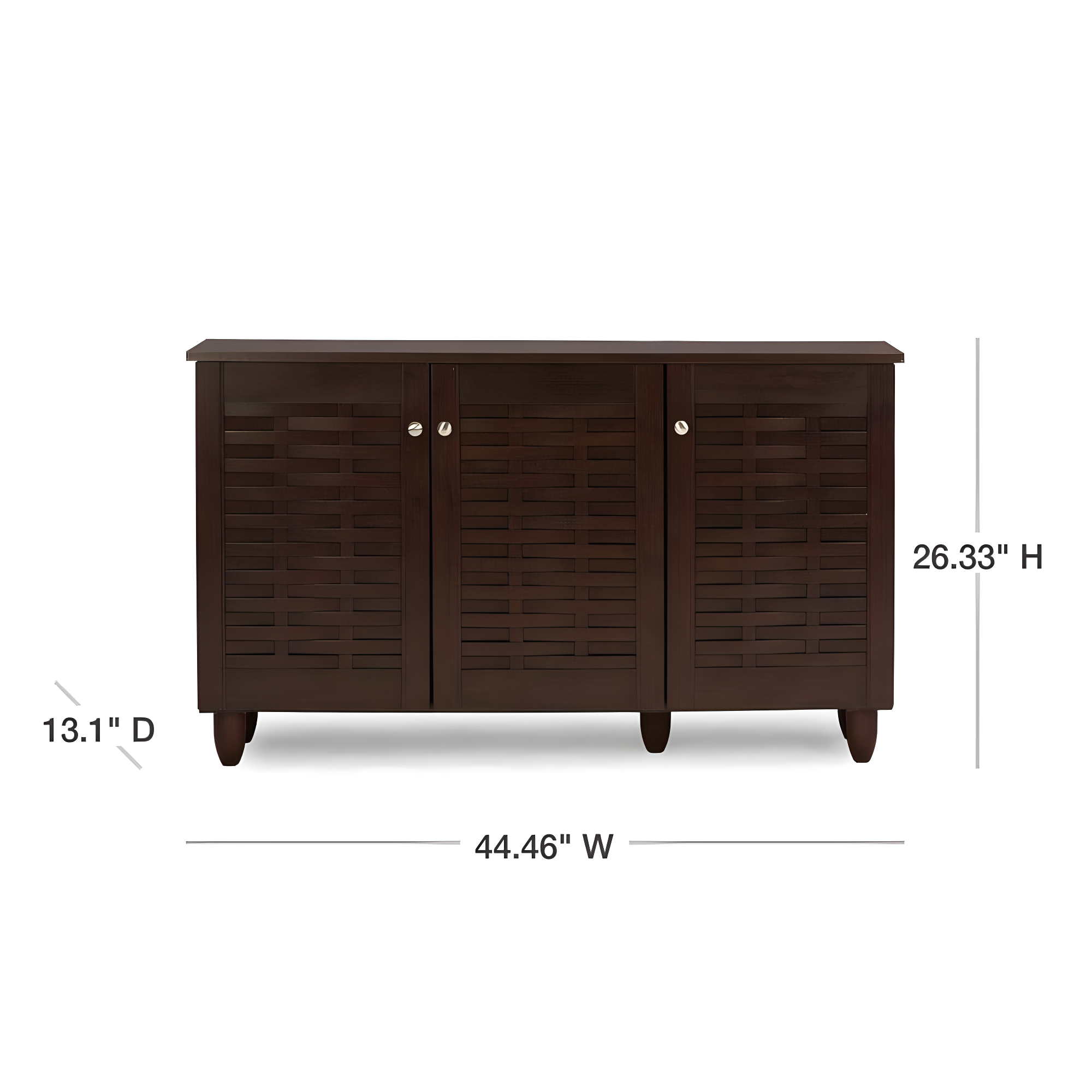 Winda 3-Door Entryway Shoe Storage Cabinet: Engineered Wood, Fixed Shelves - Baxton Studio