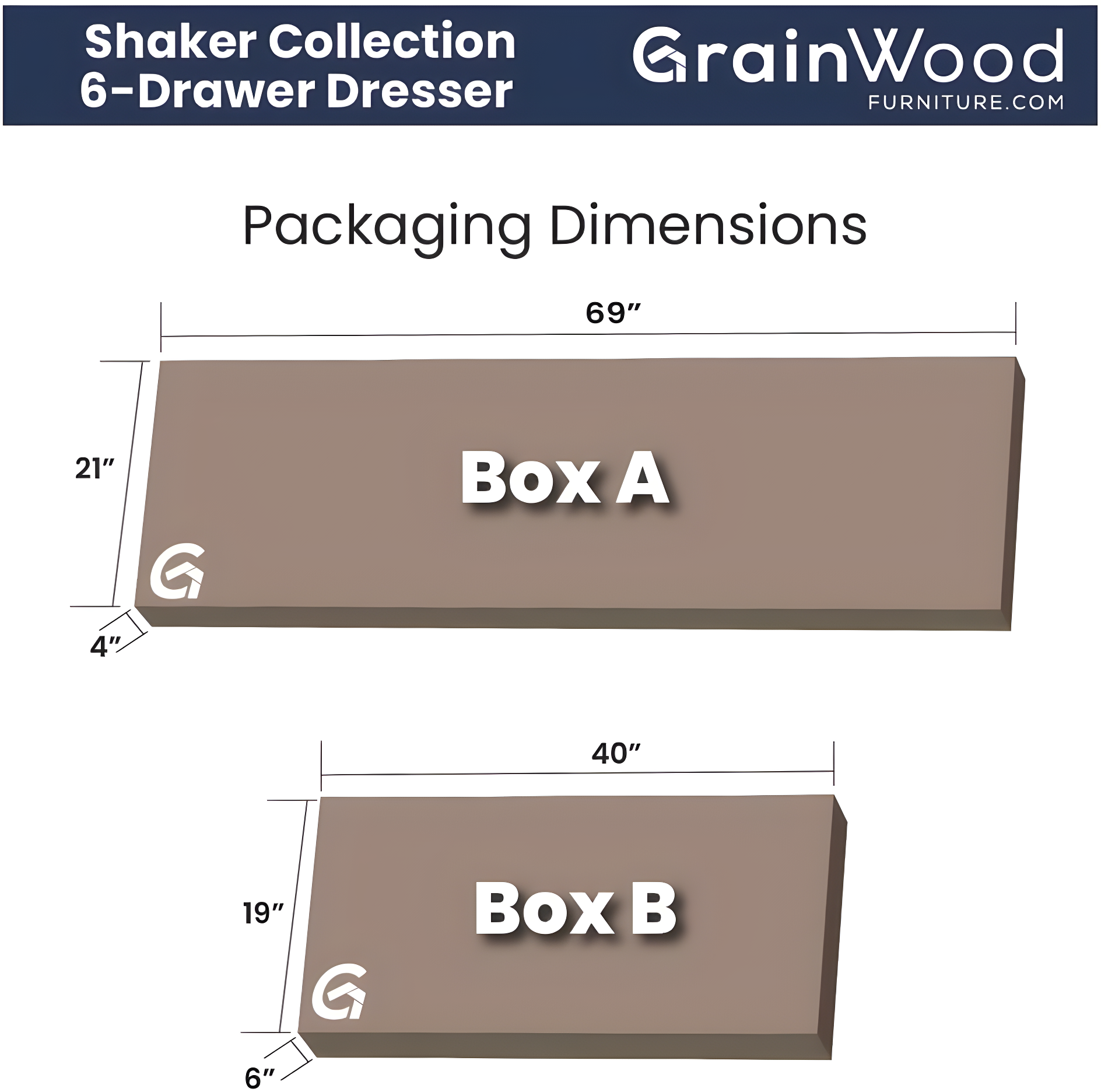 Shaker Solid Wood 63.75'' W 6 - Drawer Dresser