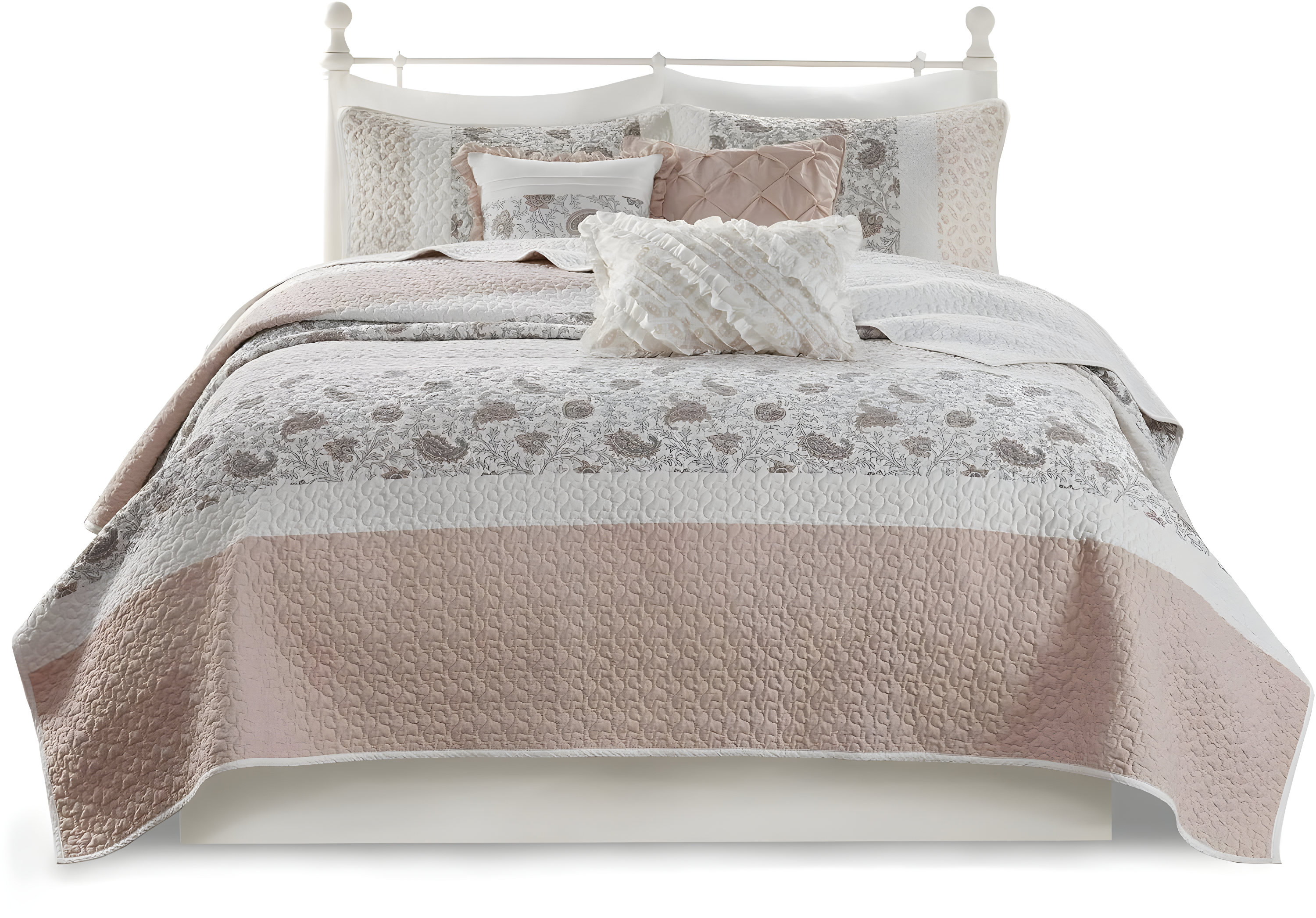 Madison Park Dawn 6 Piece Cotton Percale Quilt Set with Throw Pillows