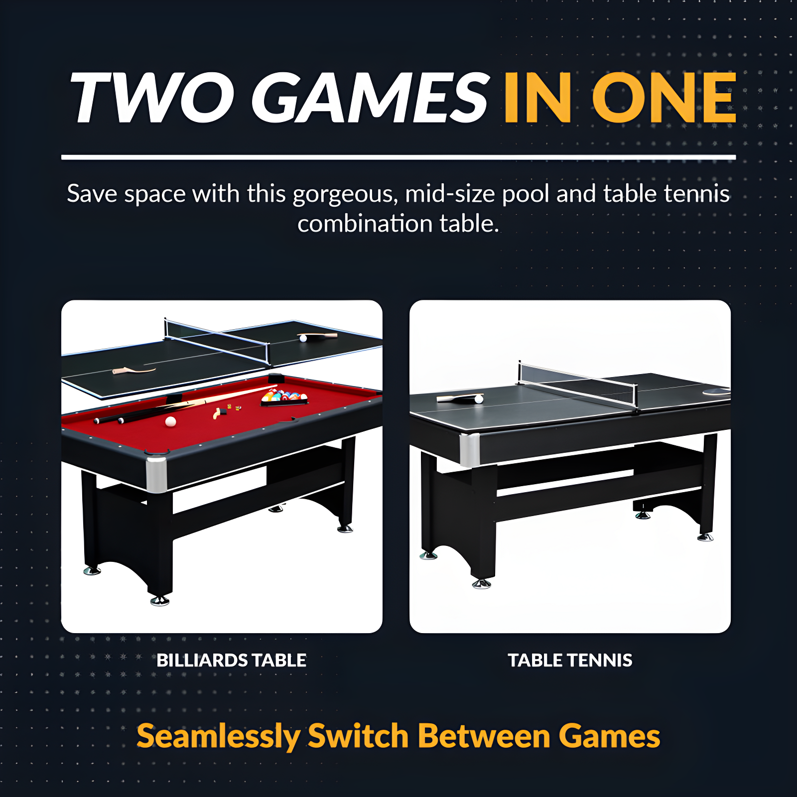 Hathaway Games Hathaway Spartan 6 Ft Pool Table, with Ping Pong Multi Game Combo Tables for Family Recreation Game Rooms - Includes Billiard Balls, Cues, Paddles, Brush & More