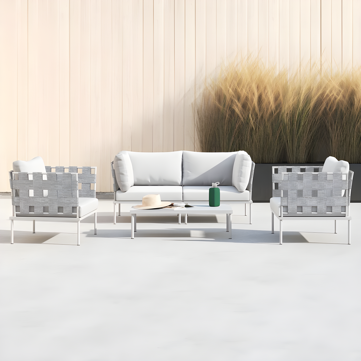 Modway Harmony 5 Piece Outdoor Patio Aluminum Sectional Sofa Set