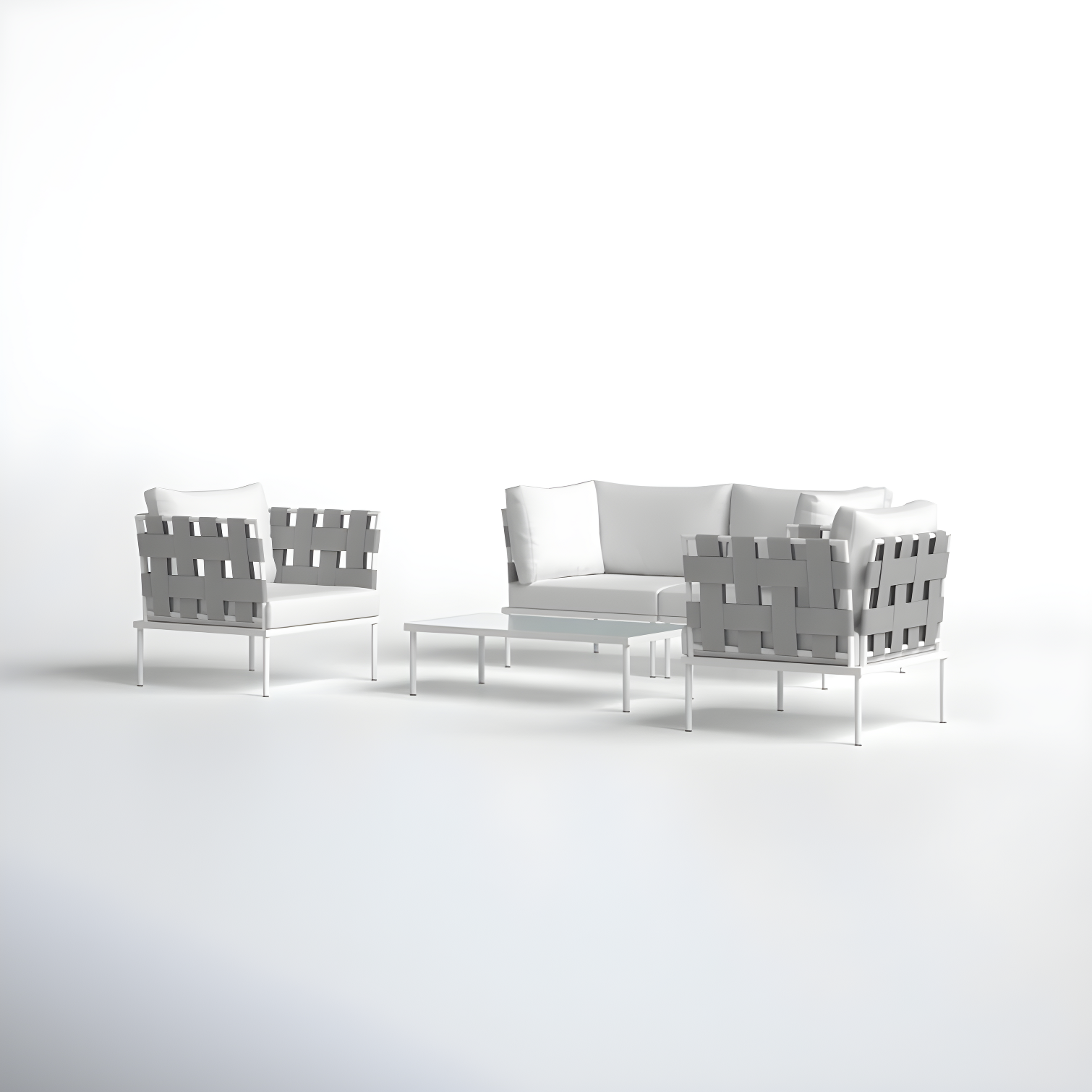 Modway Harmony 5 Piece Outdoor Patio Aluminum Sectional Sofa Set