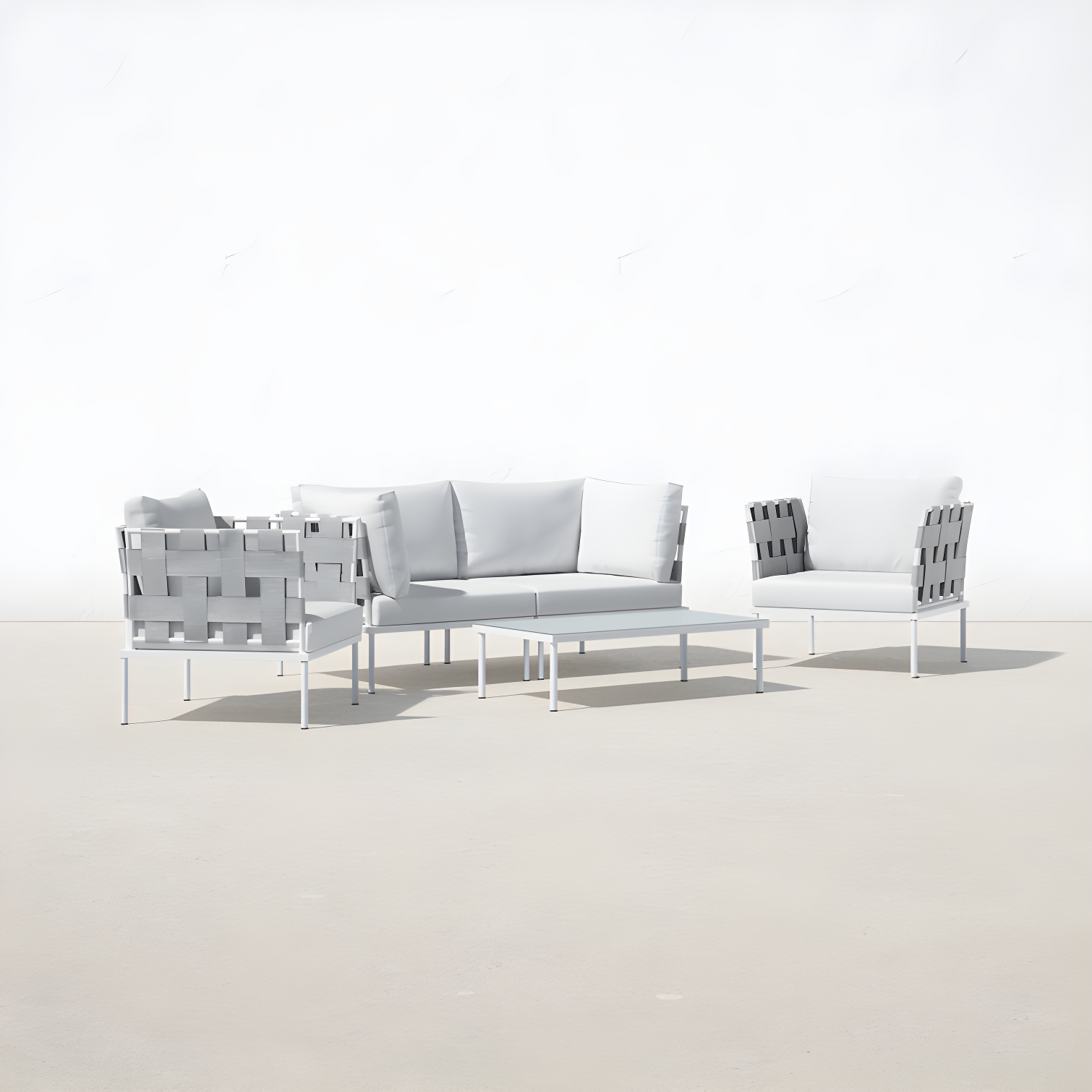 Modway Harmony 5 Piece Outdoor Patio Aluminum Sectional Sofa Set