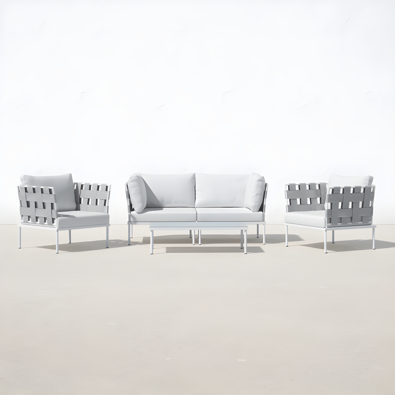 Modway Harmony 5 Piece Outdoor Patio Aluminum Sectional Sofa Set