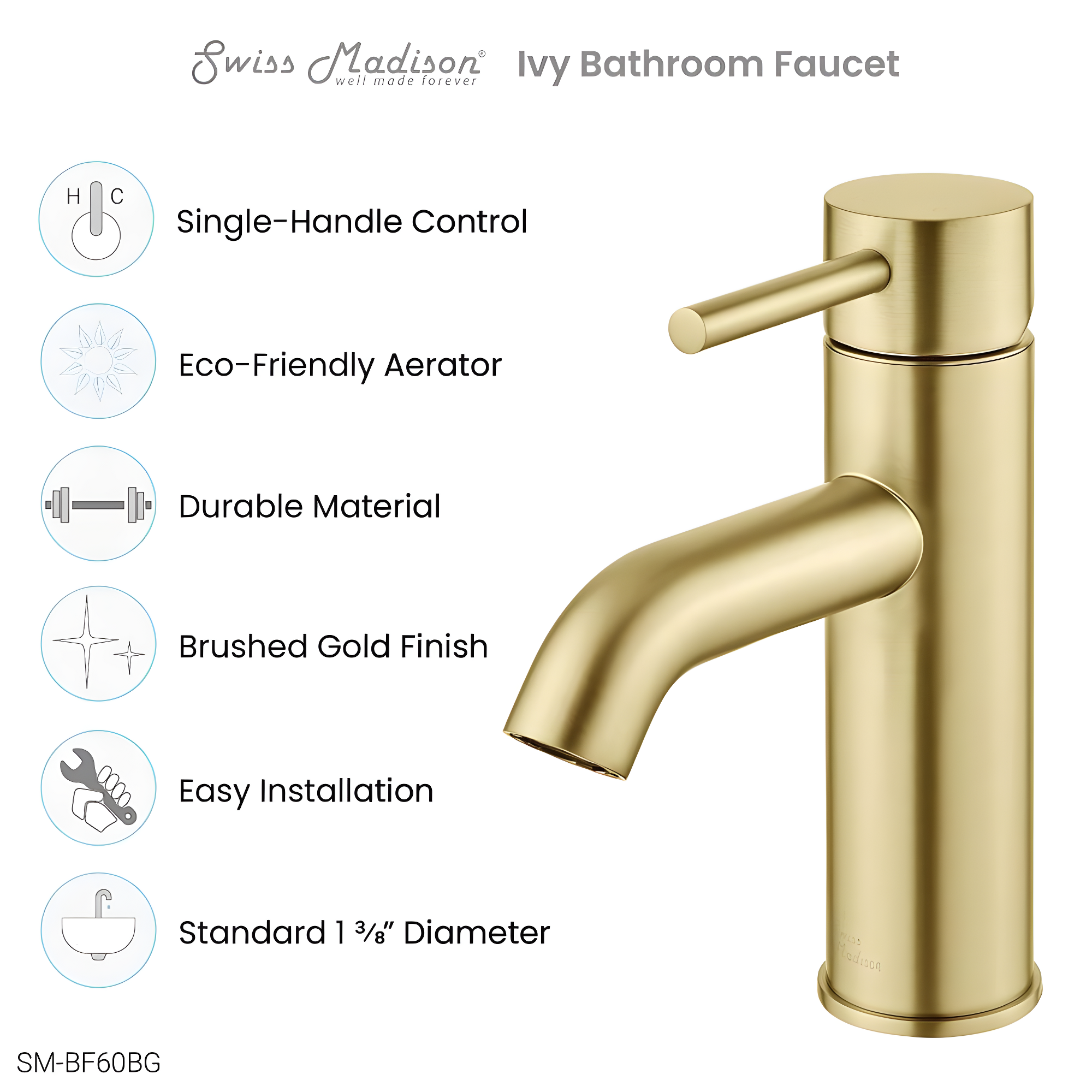 Ivy Single Hole, Single-Handle, Bathroom Faucet