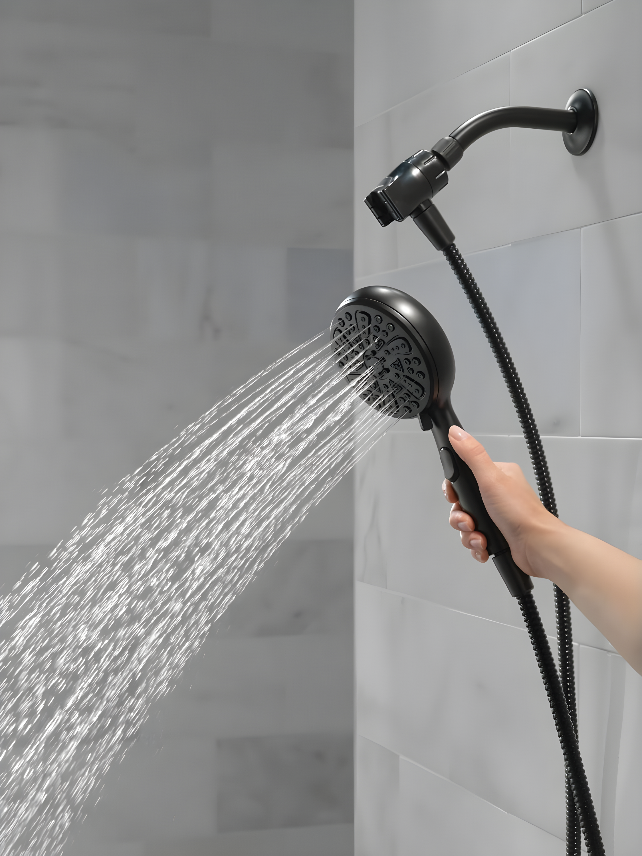 SureDock Magnetic Hand Held Shower Head, 5-Spray Detachable Round Shower Head 1.75 GPM