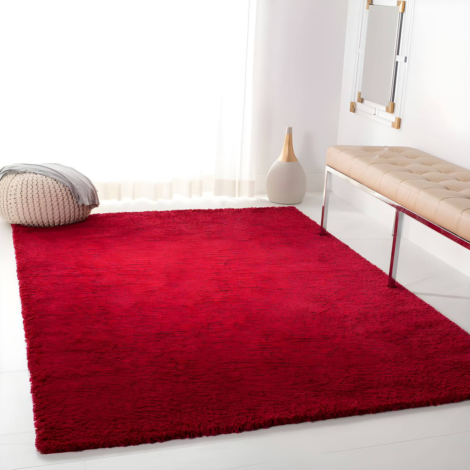 August Shag 900 AUG900 Power Loomed Indoor Area Rug - Red - 6'x9' - Safavieh