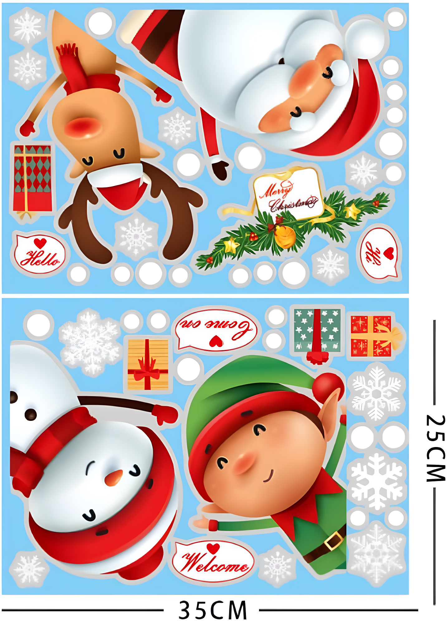 Christmas Windows Static Stickers Clings Santa Claus Snowman Deer Snowflake Removable Vinyl Christmas Tree Diy Wall Window Door Mural Decal Sticker Fo