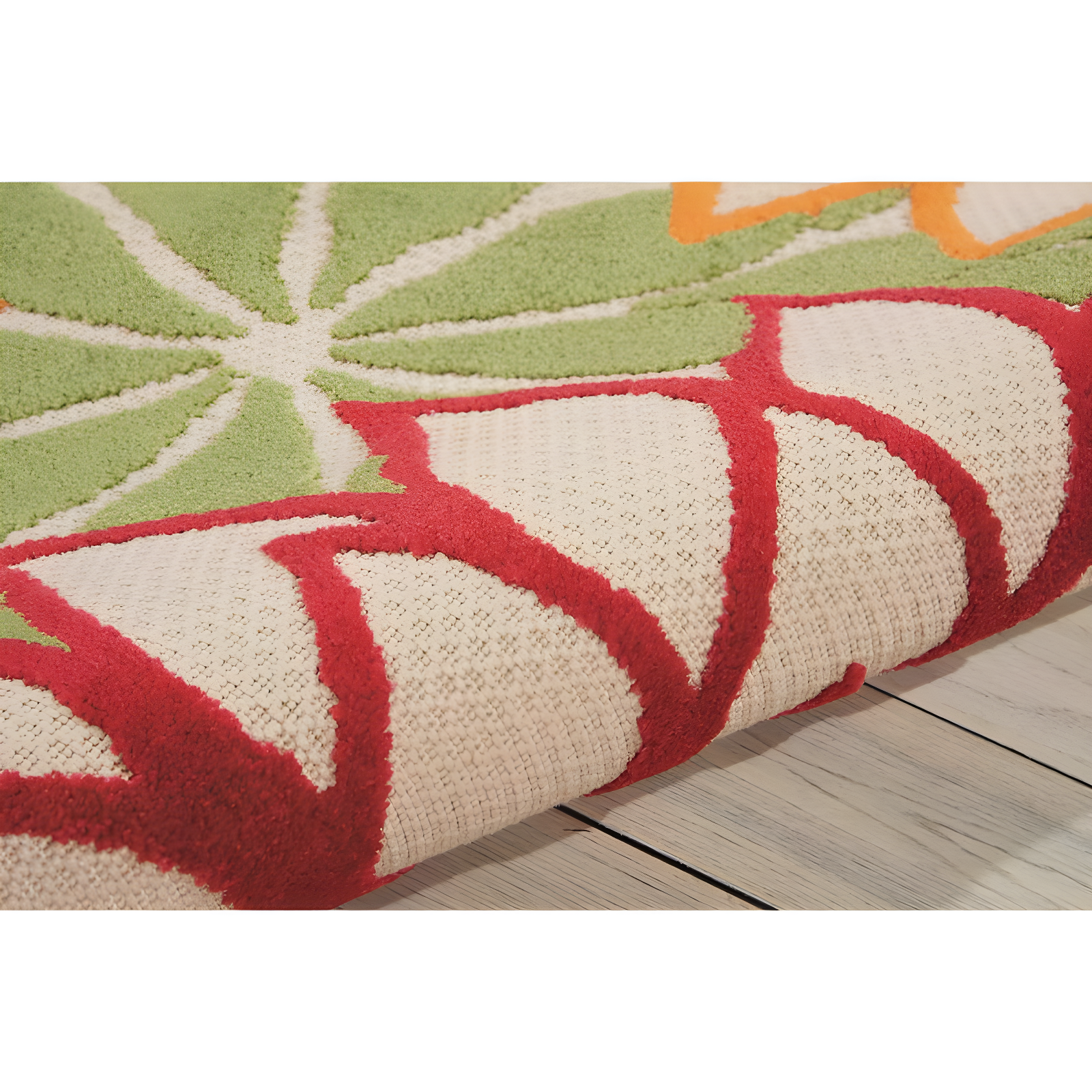 Nourison Aloha Floral Bloom Flatweave High-Low Indoor Outdoor Area Rug Green 3'6" x 5'6"