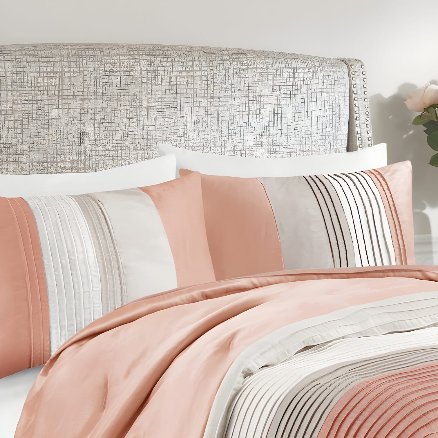 Madison Park Amherst 7 Piece Striped and Pleated Comforter Set
