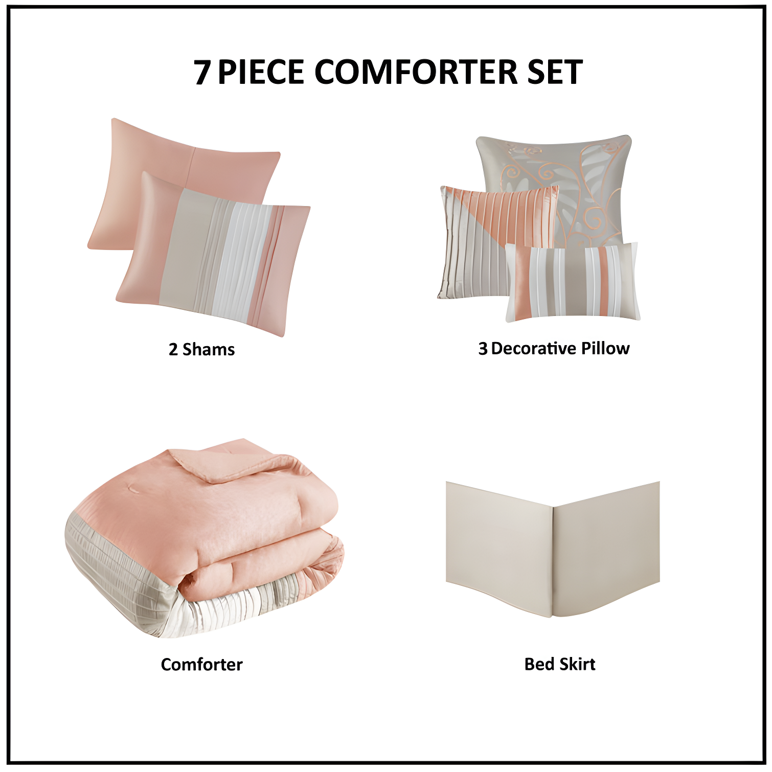 Madison Park Amherst 7 Piece Striped and Pleated Comforter Set