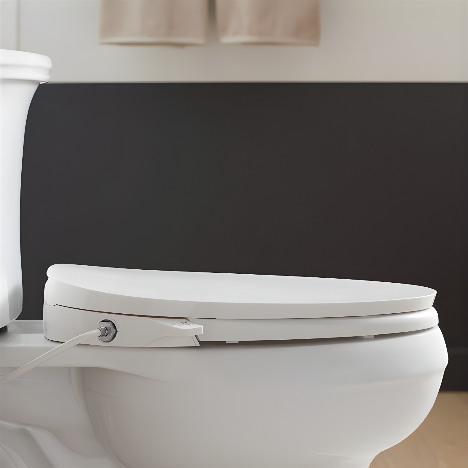 Purewash M300 Elongated Manual Bidet Toilet Seat, Non-Electric Bidet with Adjustable Bidet Sprayer