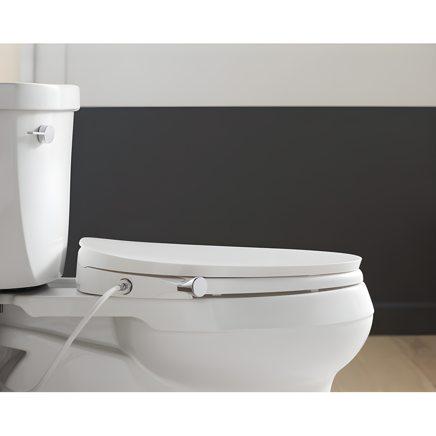Purewash M300 Elongated Manual Bidet Toilet Seat, Non-Electric Bidet with Adjustable Bidet Sprayer