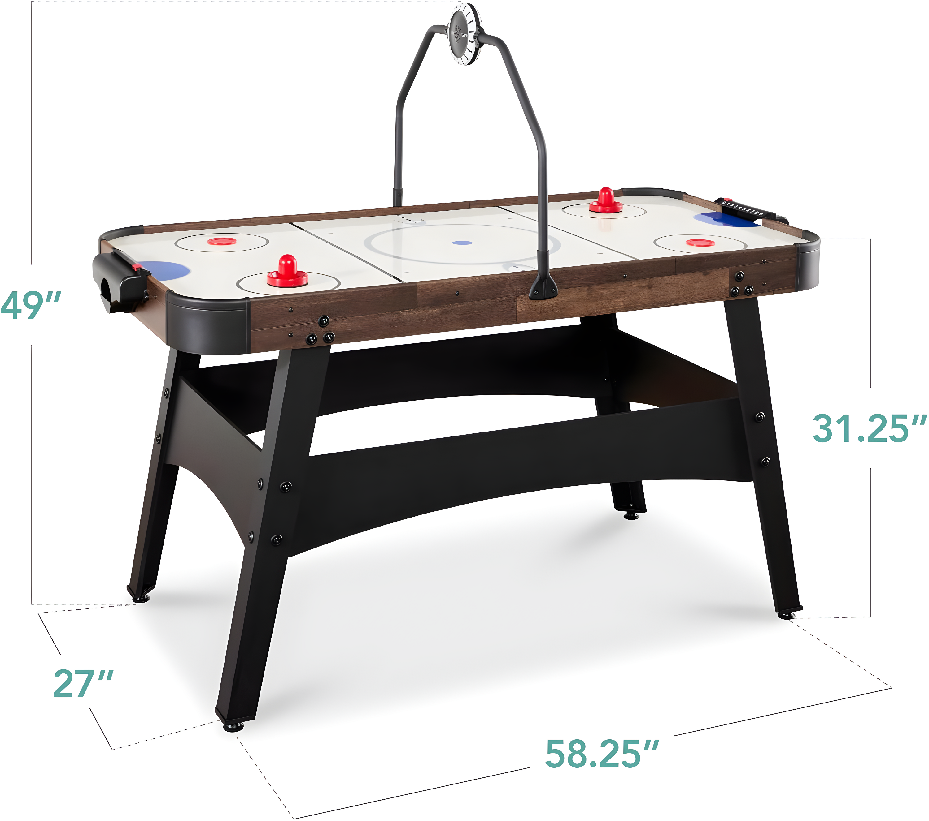 Best Choice Products 54in Air Hockey Game Table w/ LED Lights, Scoreboard, Powerful Motor - Walnut