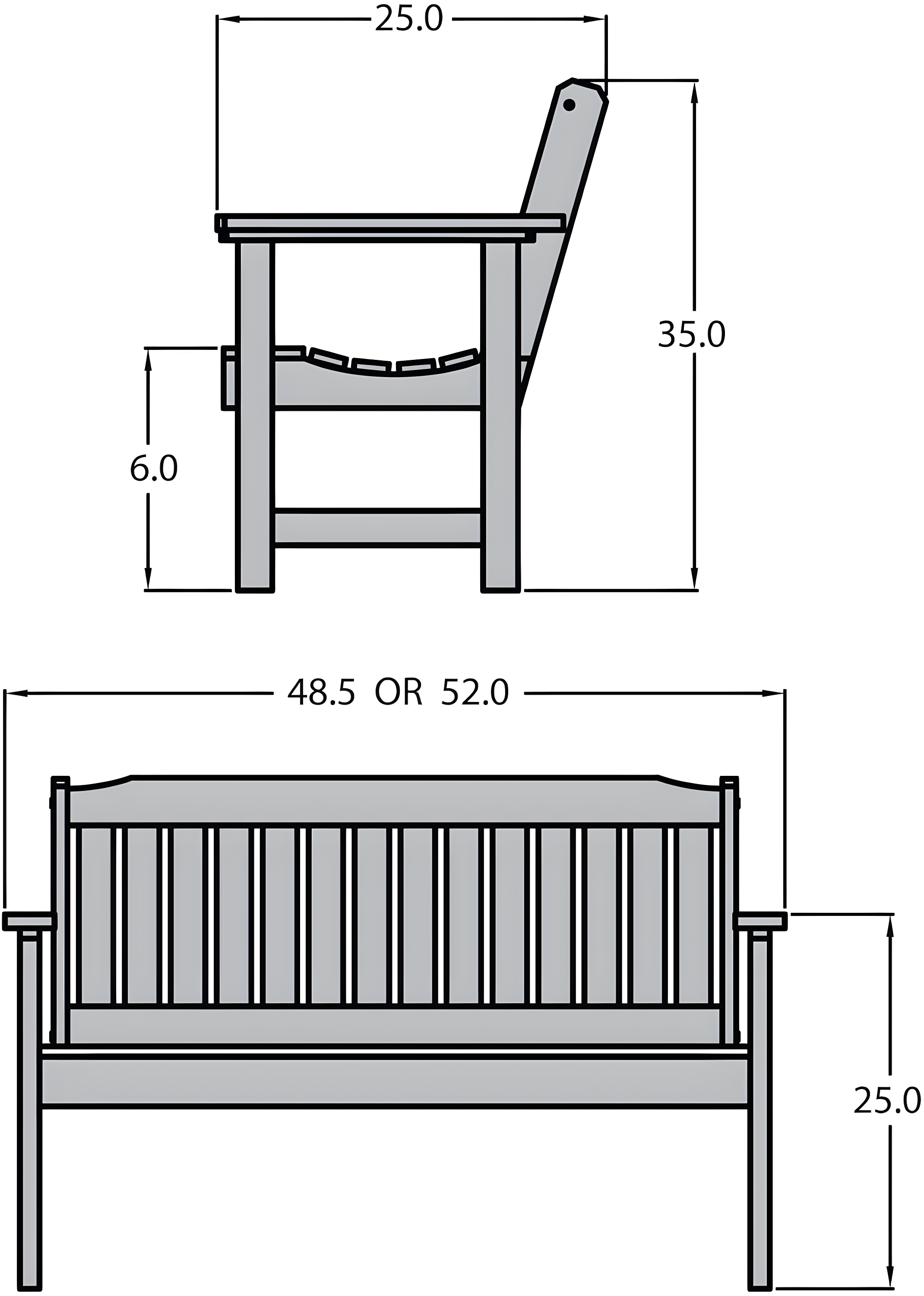 Highwood 5ft, Lehigh Garden Bench - Weather Resistant, Outdoor, 2-Person