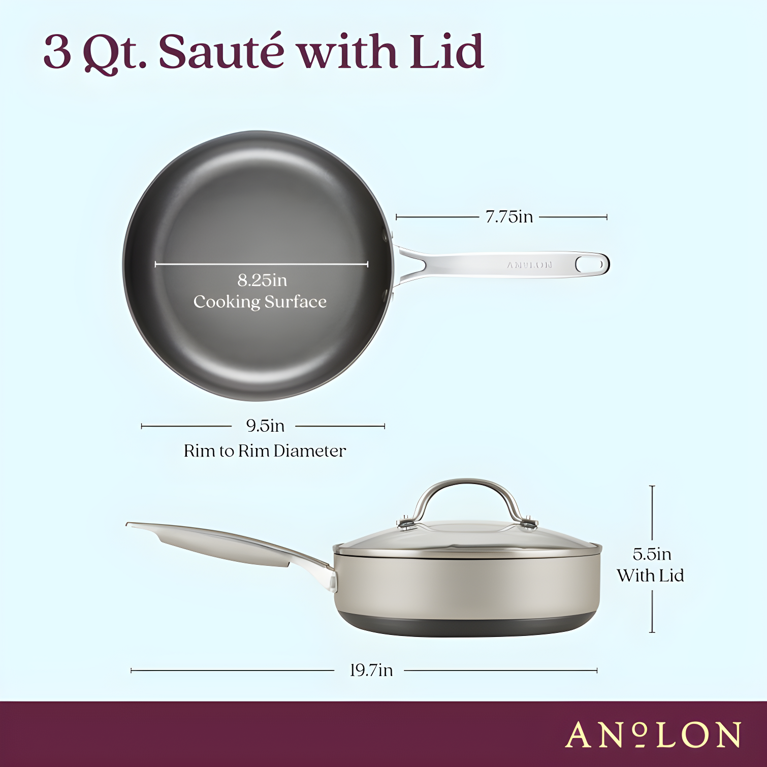 Anolon Anolon Achieve Hard Anodized Nonstick Saute Pan with Lid - 3 Quart
