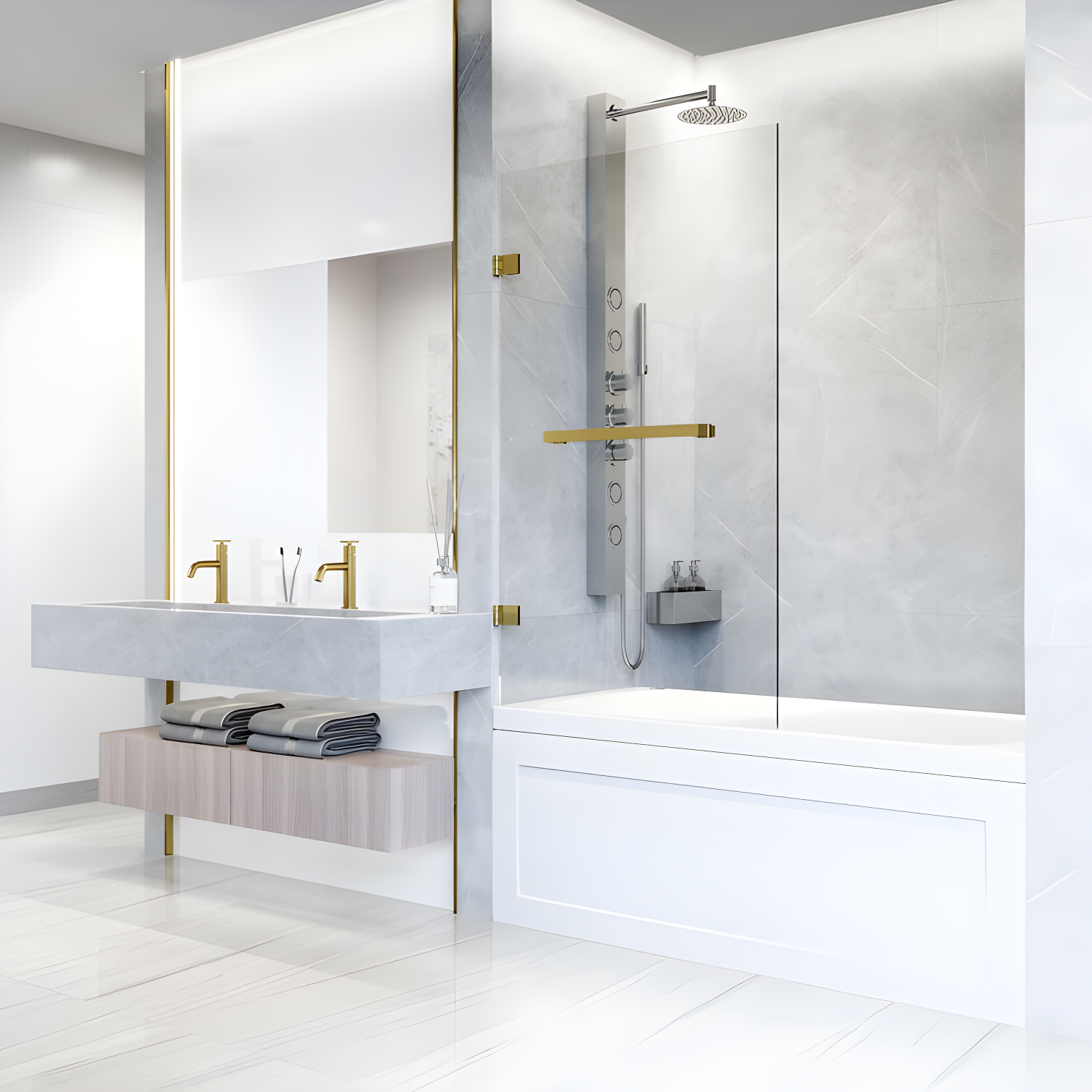 Rialto 34" W x 58" H Hinged Frameless Tub Door with with 5/16" Glass
