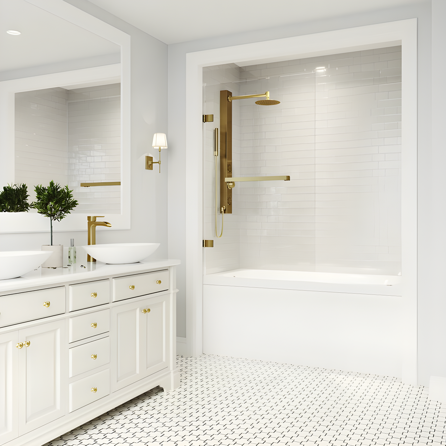 Rialto 34" W x 58" H Hinged Frameless Tub Door with with 5/16" Glass