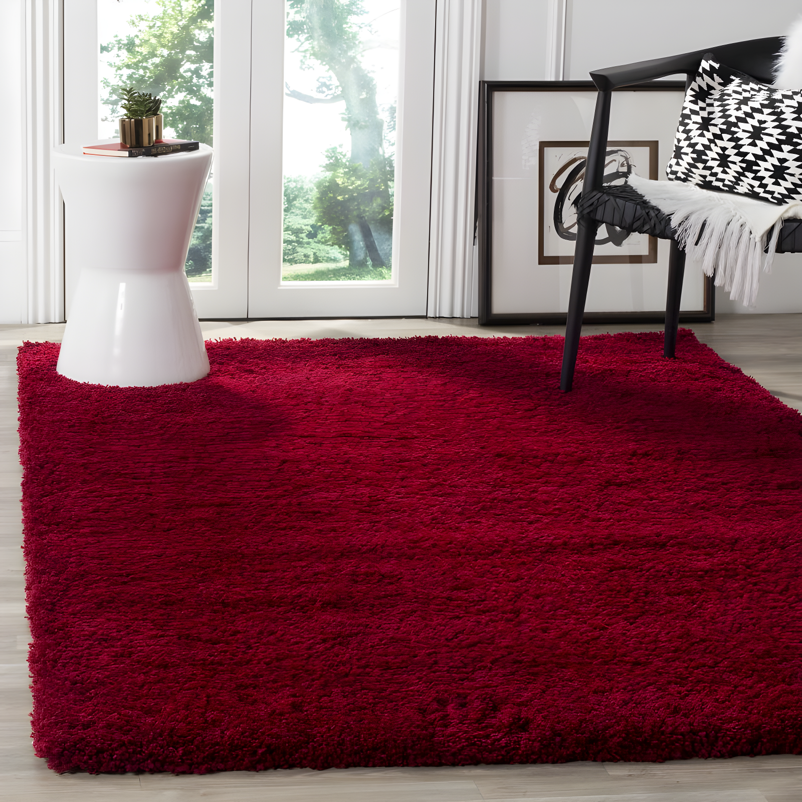 Shag SG151 Power Loomed Indoor Area Rug - Red - 5'3"x7'6" - Safavieh.