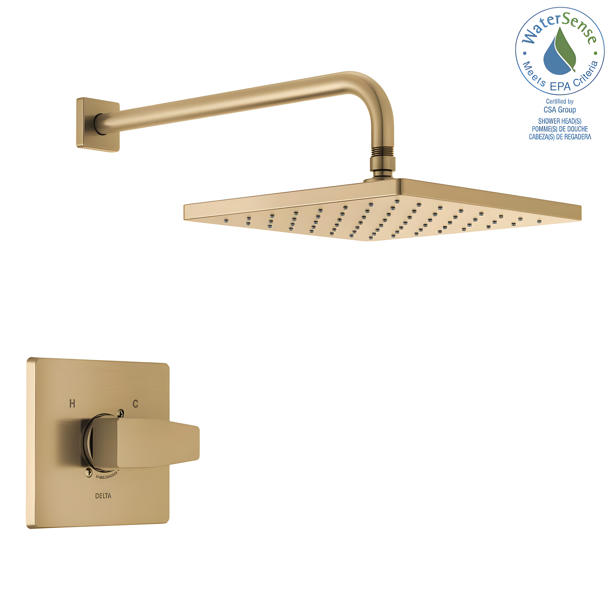 Modern Raincan Square Single-Function Shower Faucet Set, Valve Trim Kit, Rainfall Shower Head