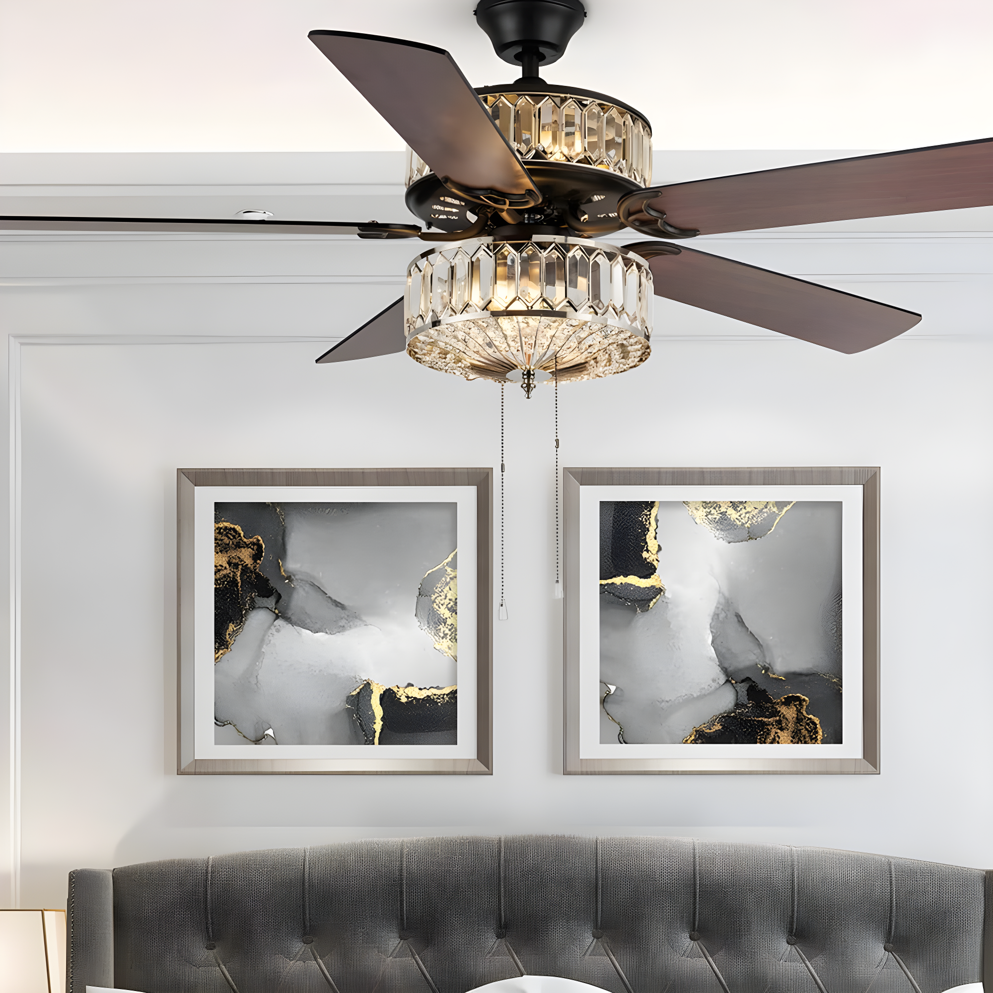 Kelly Clarkson Home 52" Lea 5 - Blade Geometric Cut Crystal Ceiling Fan with Pull Chain