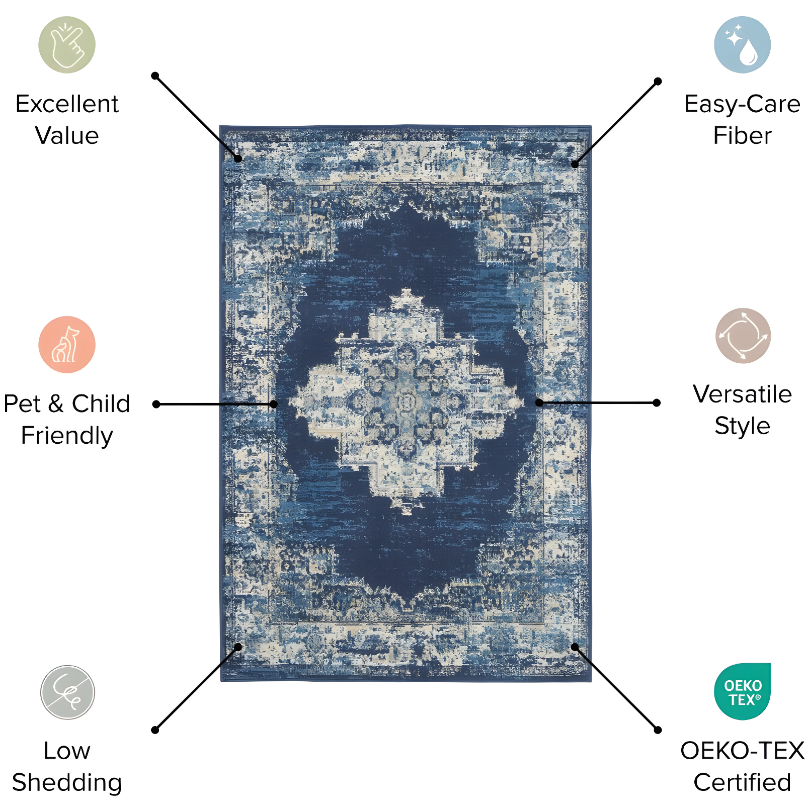Nourison Grafix GRF37 Indoor Area Rug Navy 2'3" x 12'