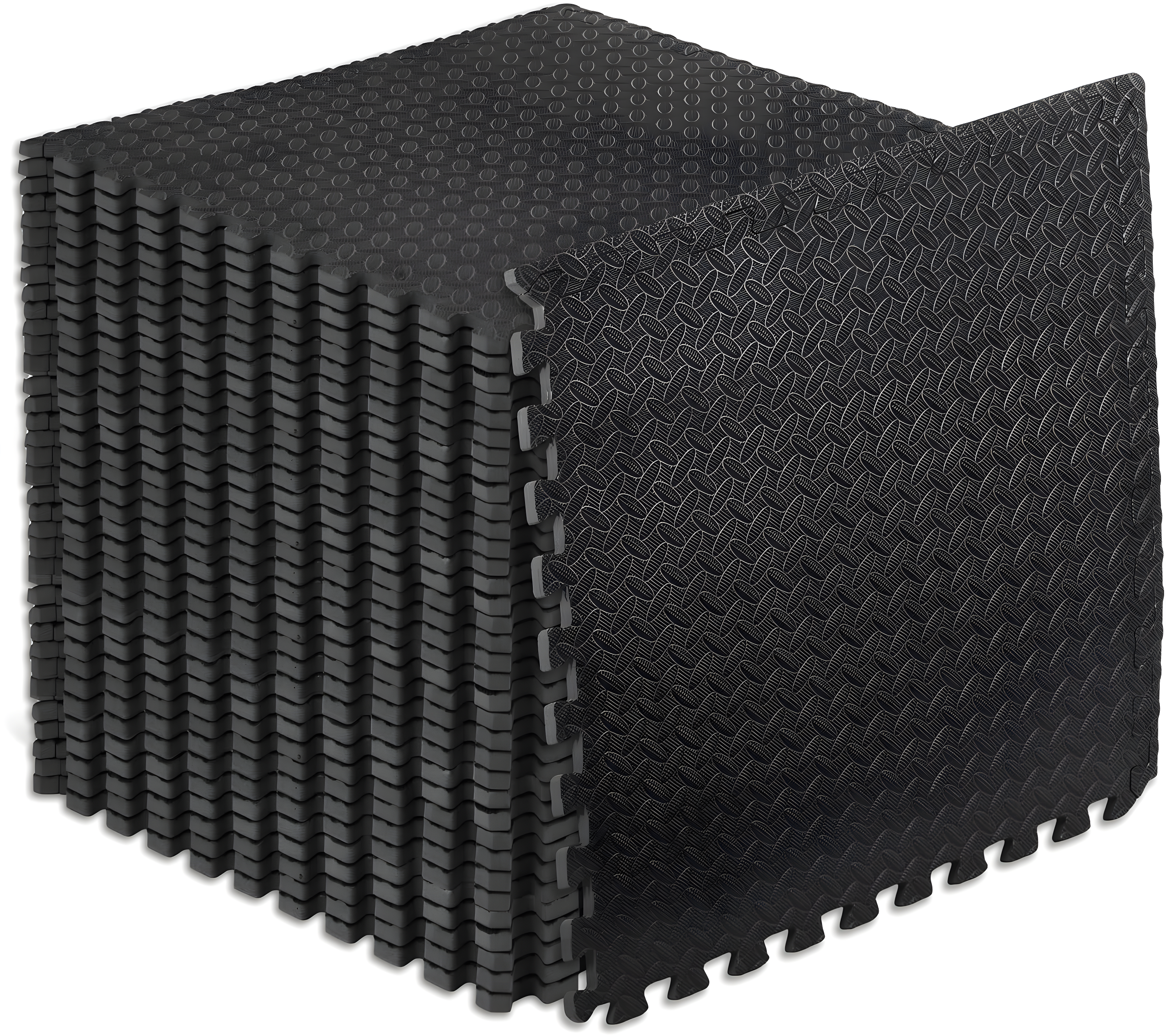 Exercise Puzzle Mat 1/2-in, Black, 24 Sq Ft - 6 Tiles