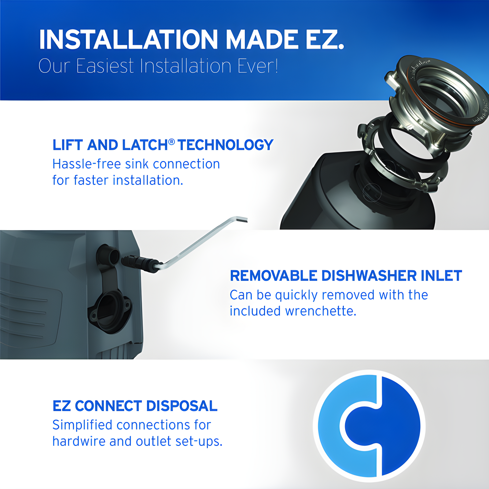 InSinkErator Evolution Cover Control 3/4 HP Garbage Disposal, Advanced Series Batch Feed Food Waste Disposer
