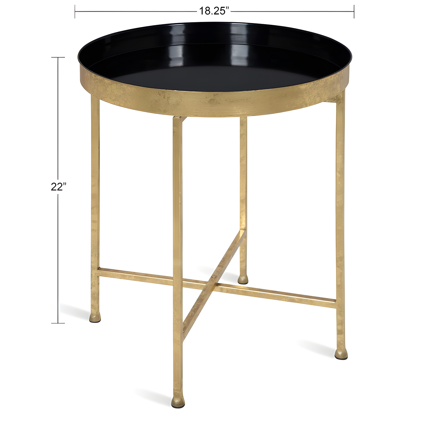 Kate and Laurel Celia Round Metal Side Table, 18.25x18.25x22, Black and Gold