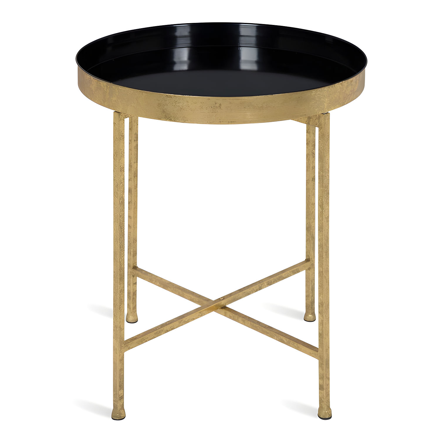 Kate and Laurel Celia Round Metal Side Table, 18.25x18.25x22, Black and Gold