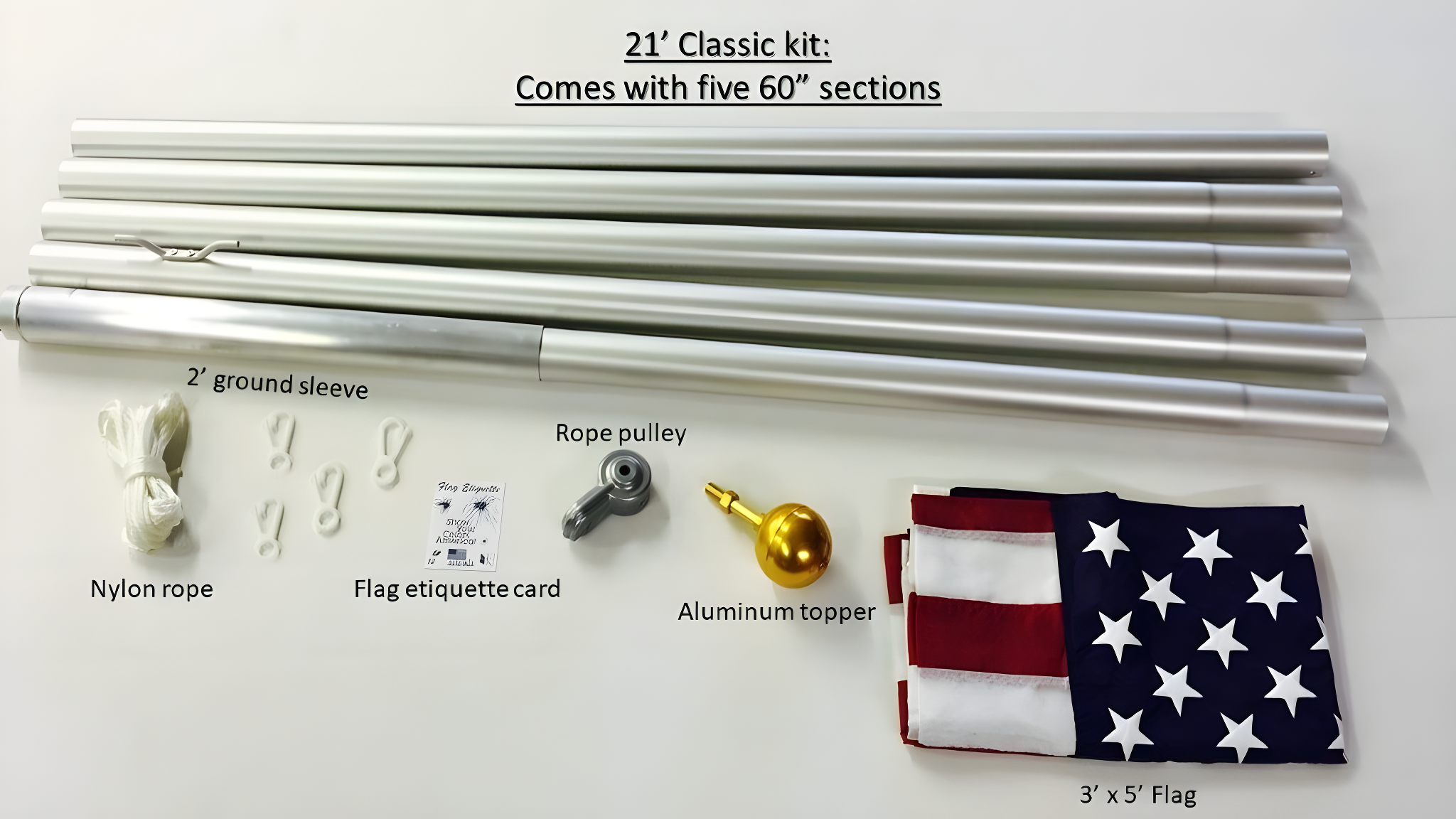 EZ-Pole EZC21 21 ft. Classic Sectional Flagpole Kit with Rope