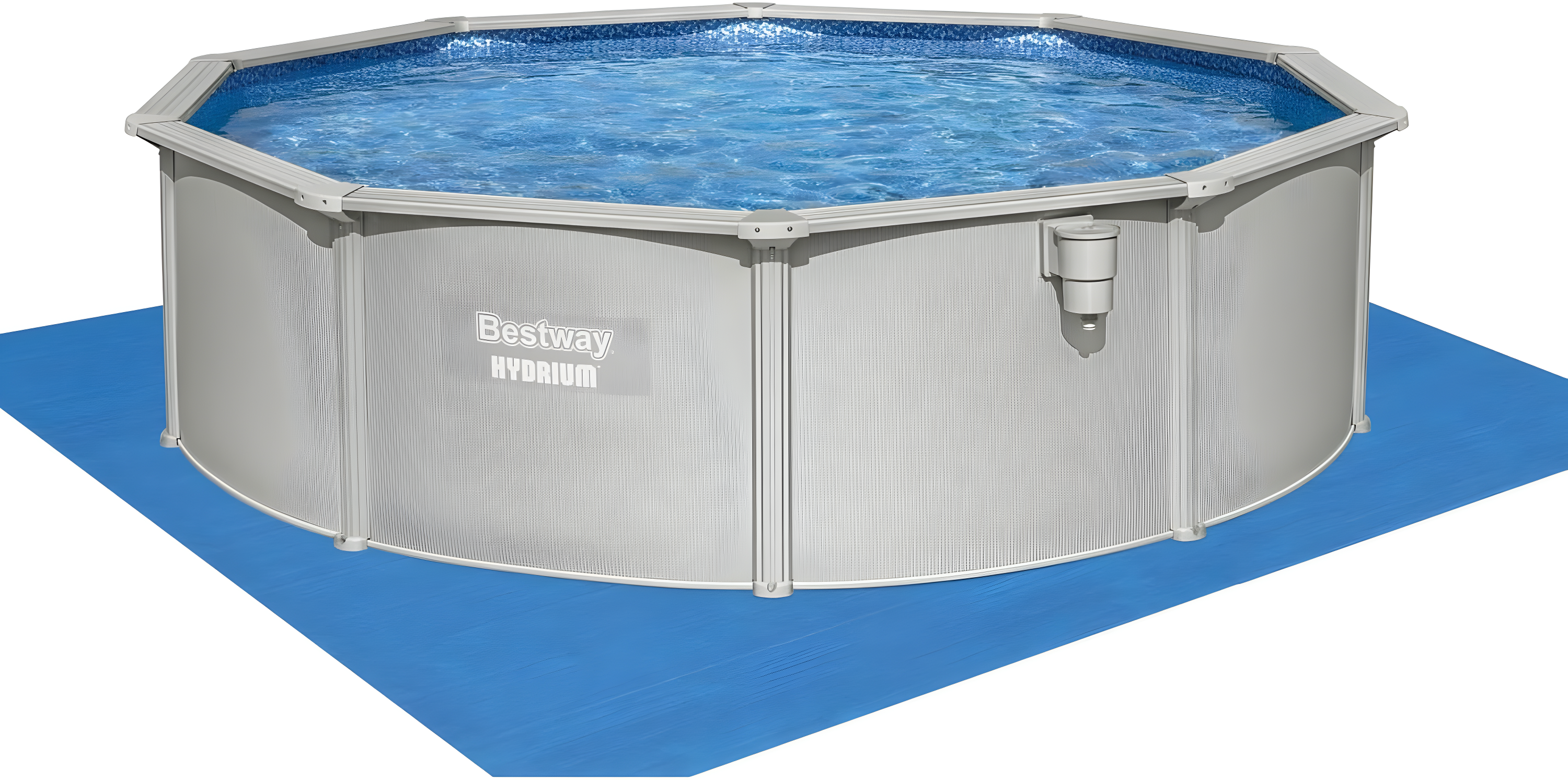 Bestway Hydrium 15' x 48" Steel Wall Above Ground Swimming Pool Set, Gray