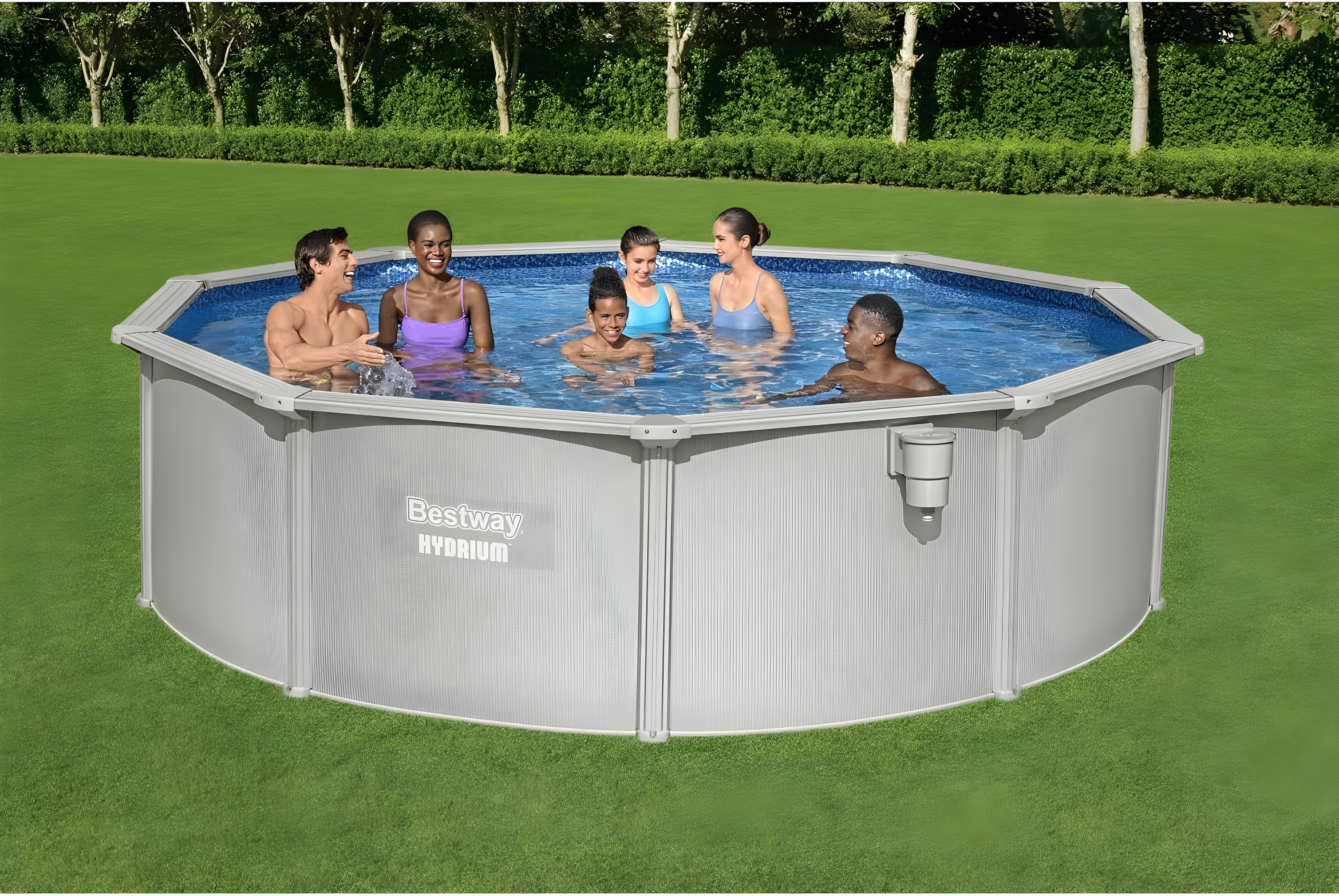 Bestway Hydrium 15' x 48" Steel Wall Above Ground Swimming Pool Set, Gray