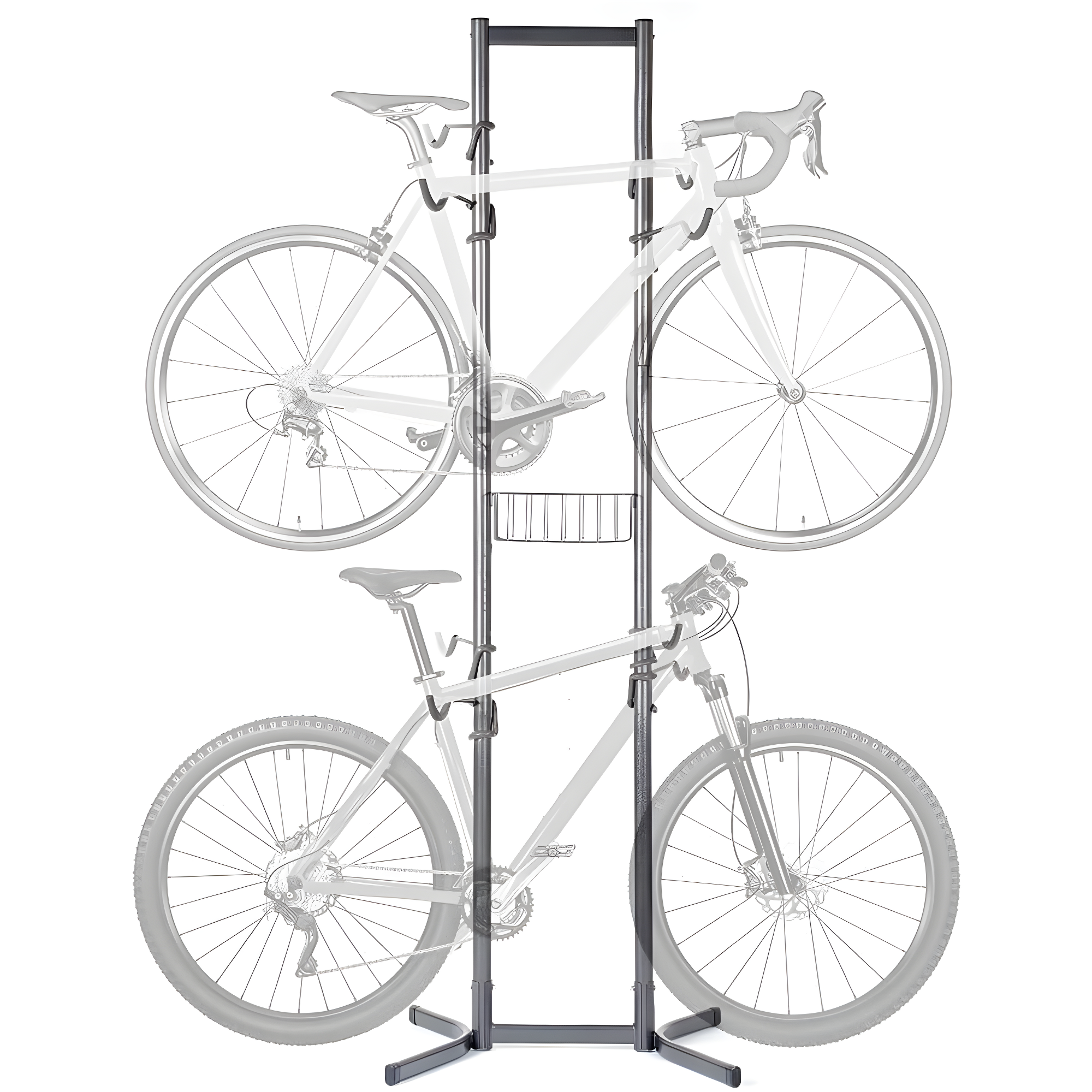 Four Bike Free-Standing Rack With Basket