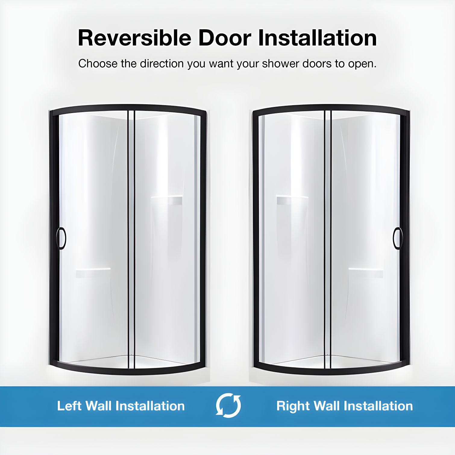 Ove Decors OVE Decors Breeze 44 in. Round Shower Kit, Clear Door with Shower Base and Wall 15SKA-BREE38-BLKAC