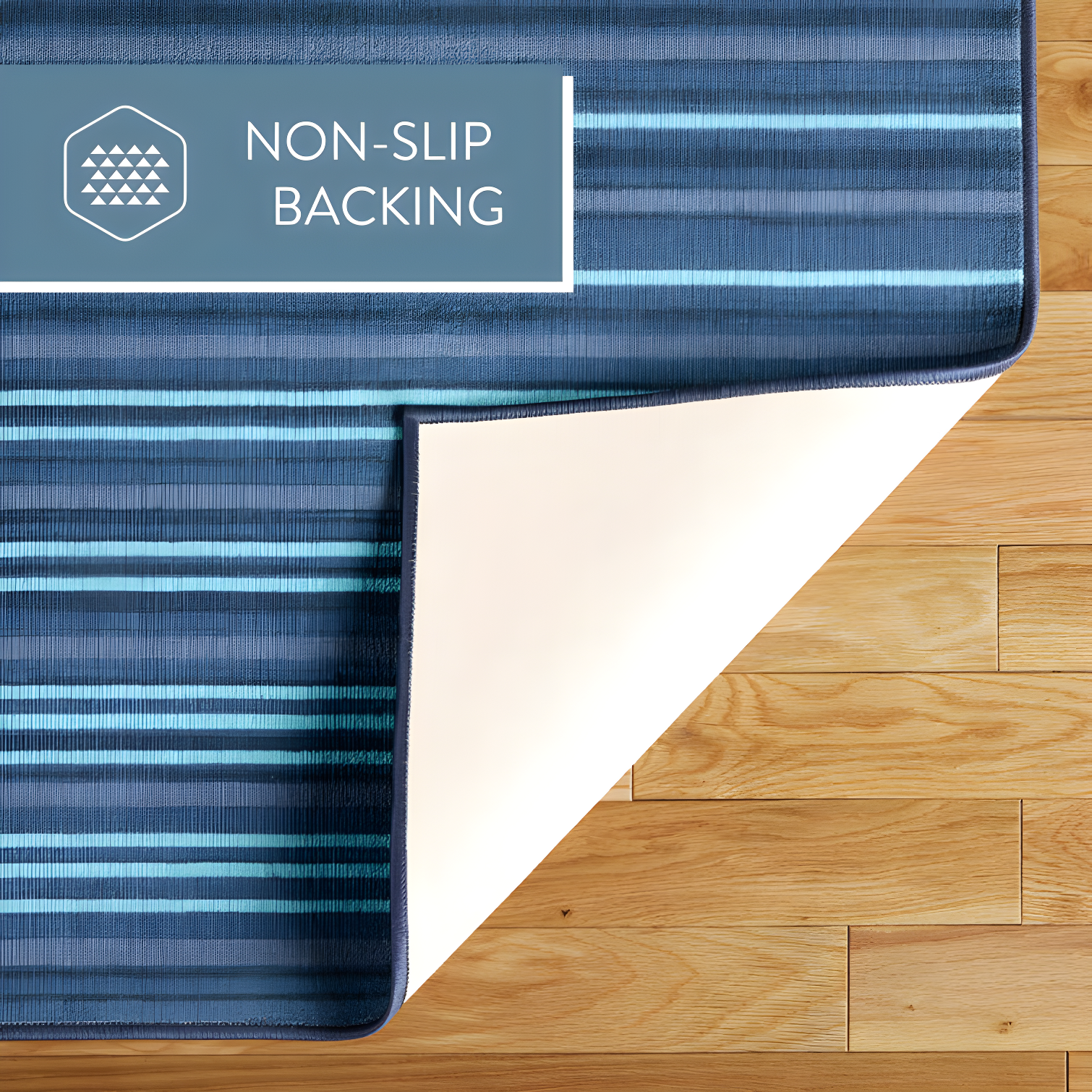 TOWN & COUNTRY BASICS Layne Everwash Non-Slip Backing Area Rug Navy Blue/Blue